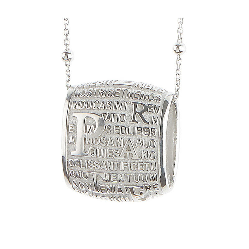 Pendente Agios Pater in argento rodiato collana