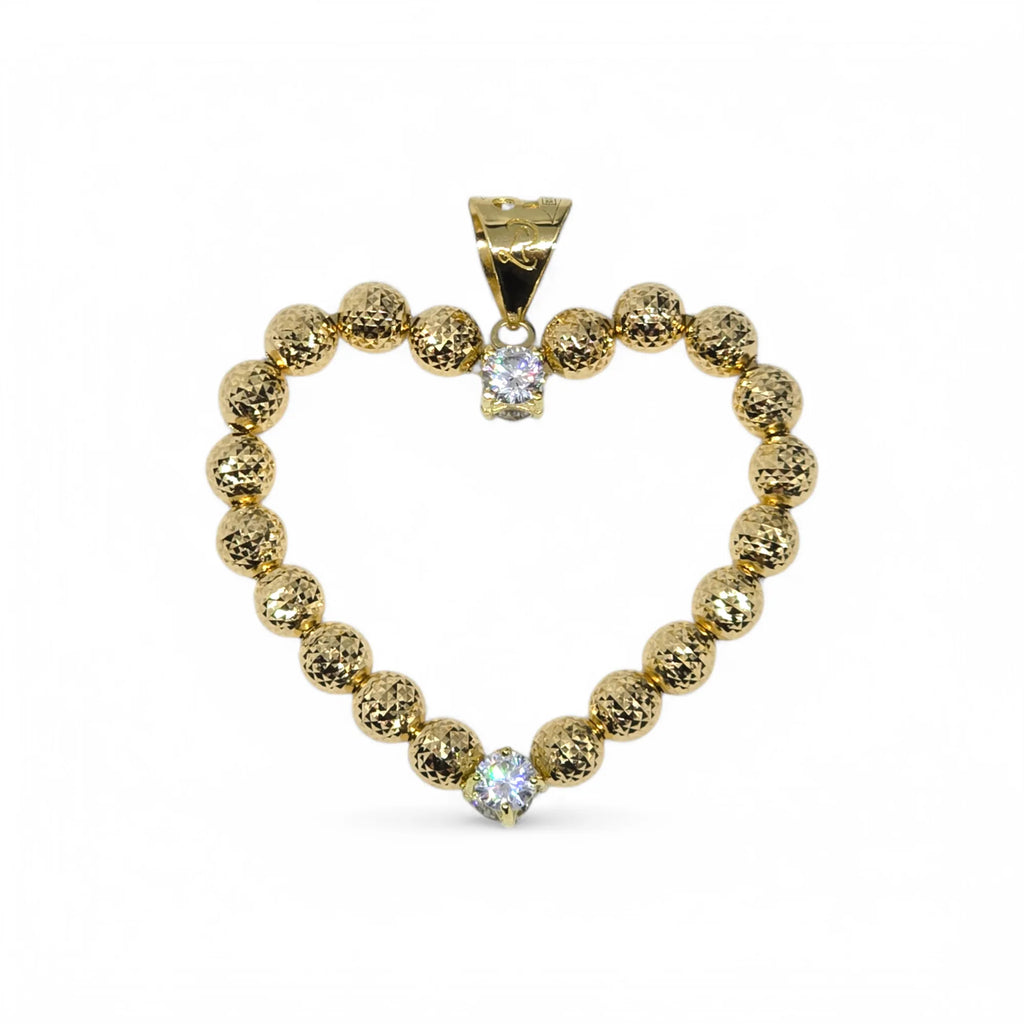 Pendente Cuore in Oro Giallo 750 (18kt) con sfere ziglinate