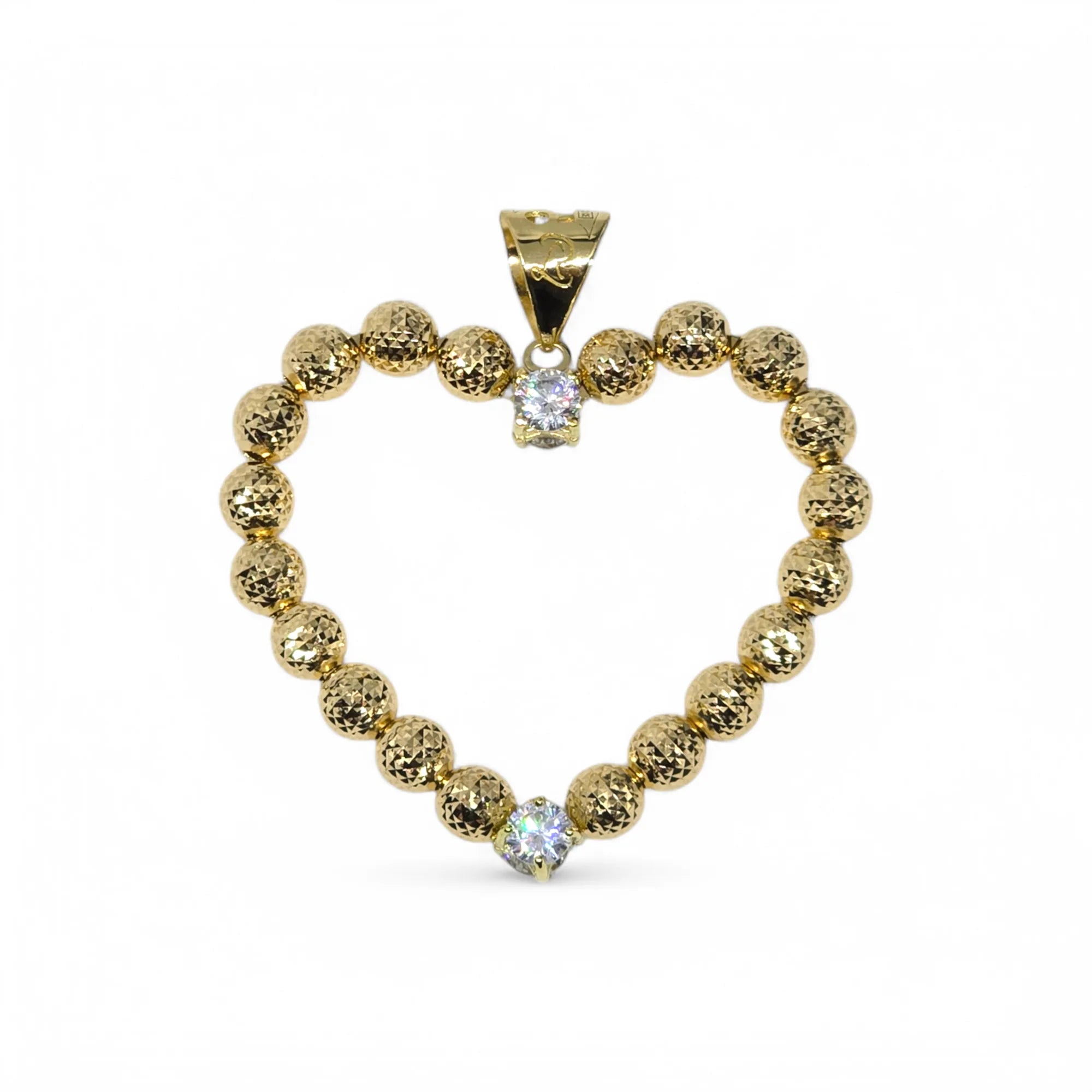 Pendente Cuore in Oro Giallo 750 (18kt) con sfere ziglinate