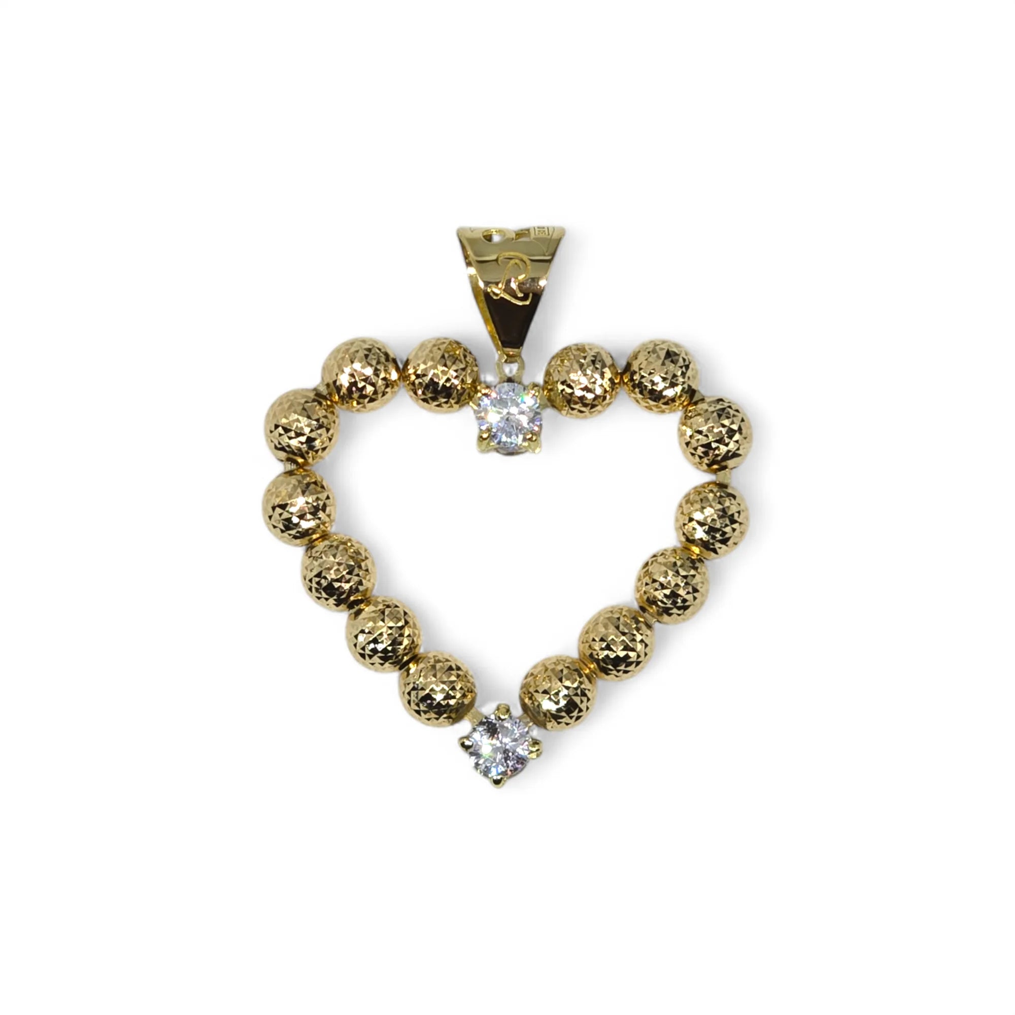 Pendente Cuore piccolo in Oro Giallo 750 (18kt) con sfere ziglinate