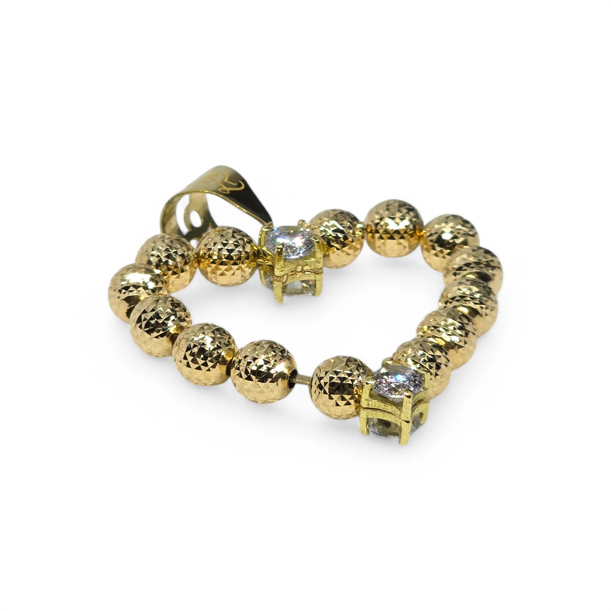 Pendente Cuore piccolo in Oro Giallo 750 (18kt) con sfere ziglinate