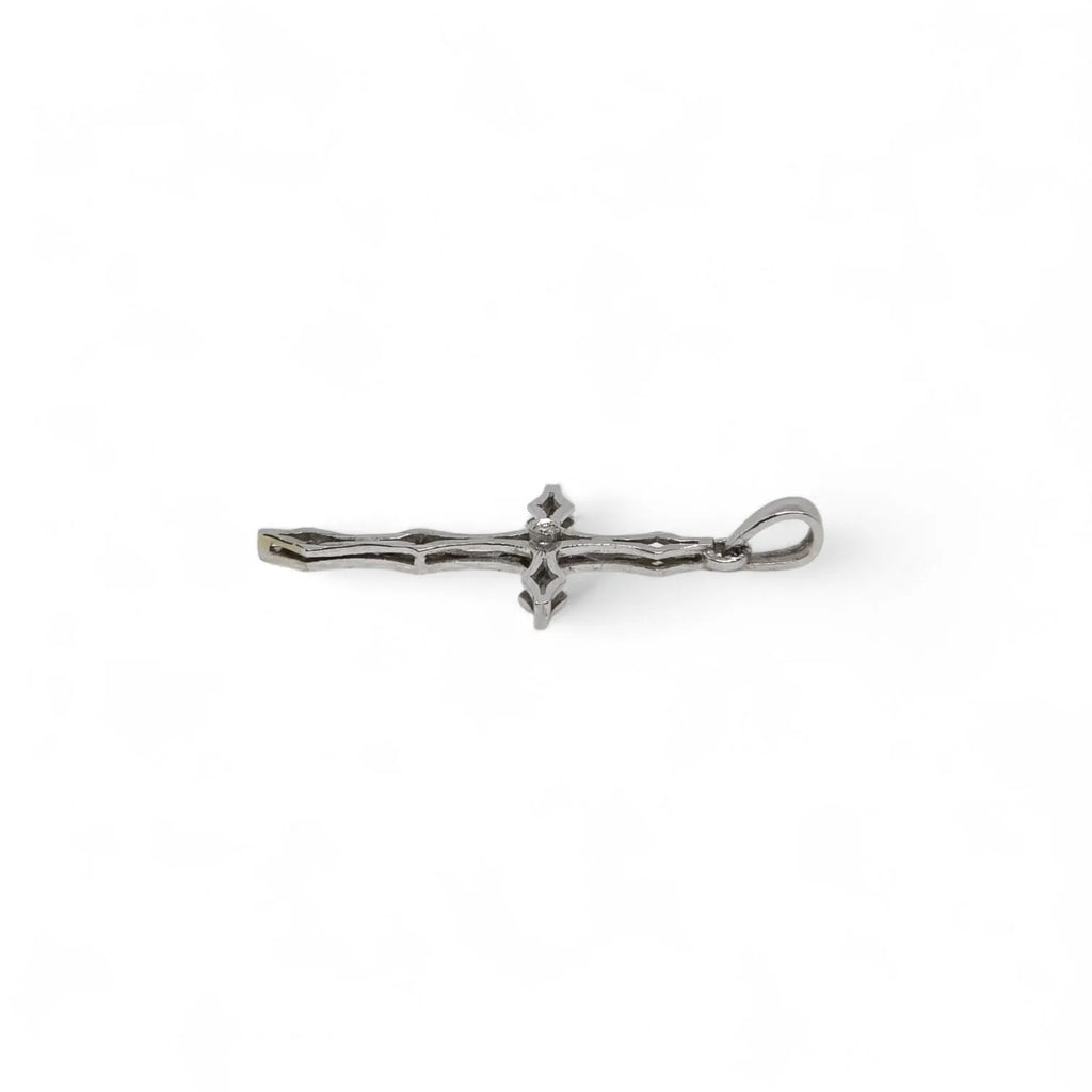 Pendente a Croce in Oro Bianco con Diamante