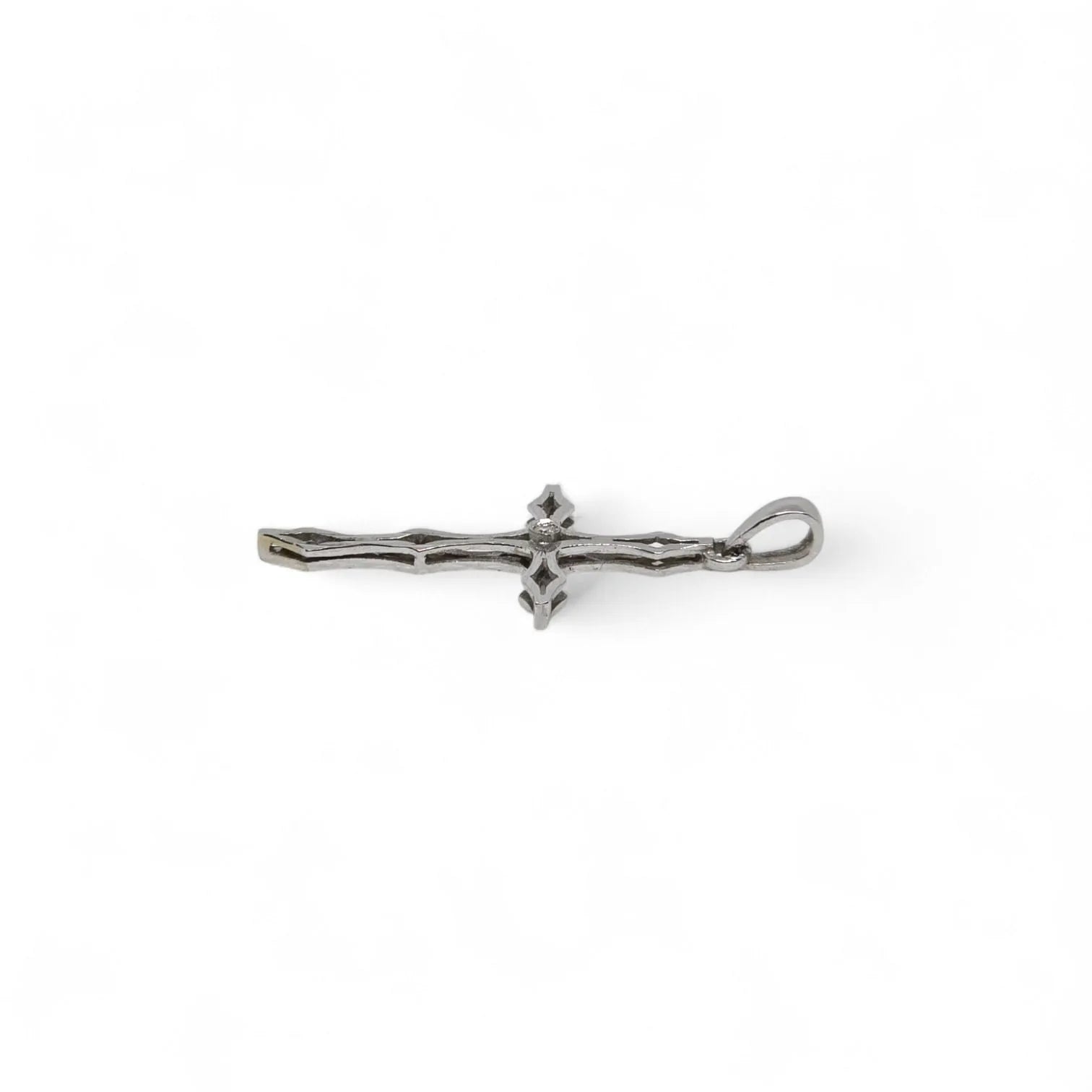 Pendente a Croce in Oro Bianco con Diamante
