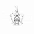 Pendente angelo in oro bianco18kt con zirconi