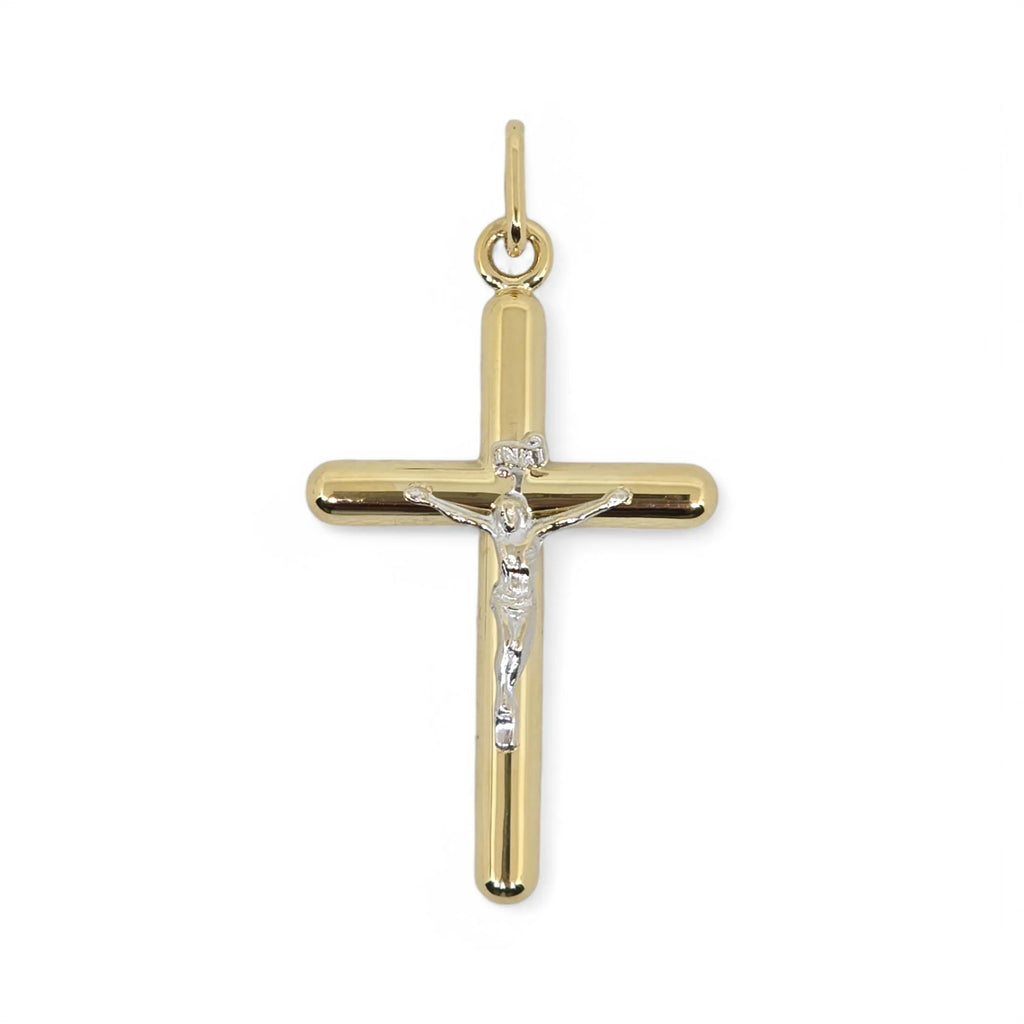 Pendente croce classica in oro giallo 9 kt con cristo