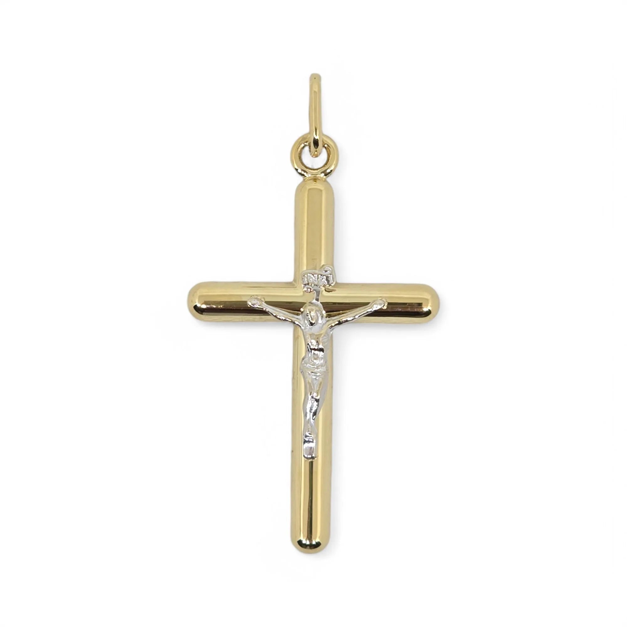 Pendente croce classica in oro giallo 9 kt con cristo