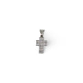 Pendente croce double face in oro 18 carati e zirconi bianchi