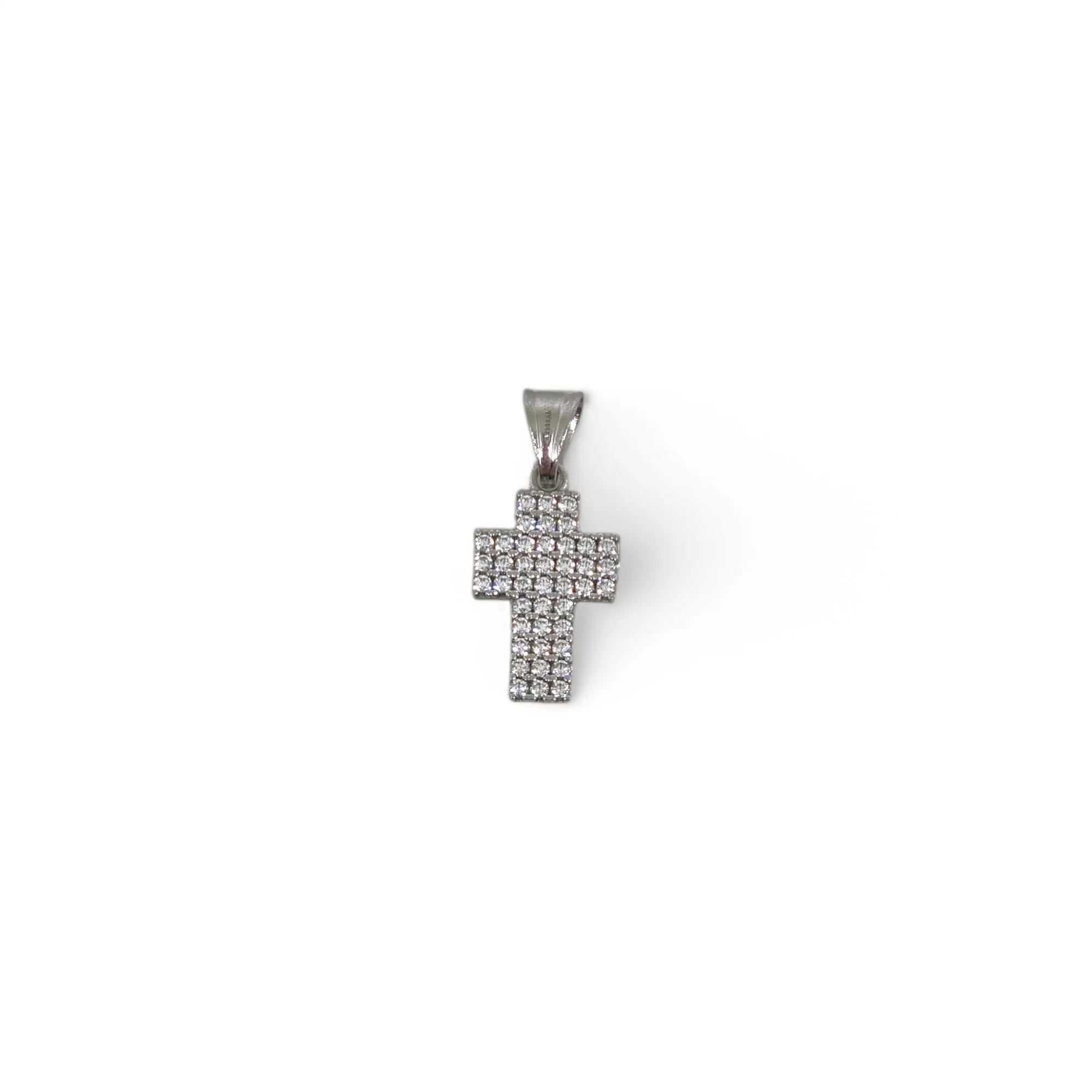 Pendente croce double face in oro 18 carati e zirconi bianchi