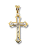 Pendente croce in oro 9 carati con cristo Unisex bicolore Igold