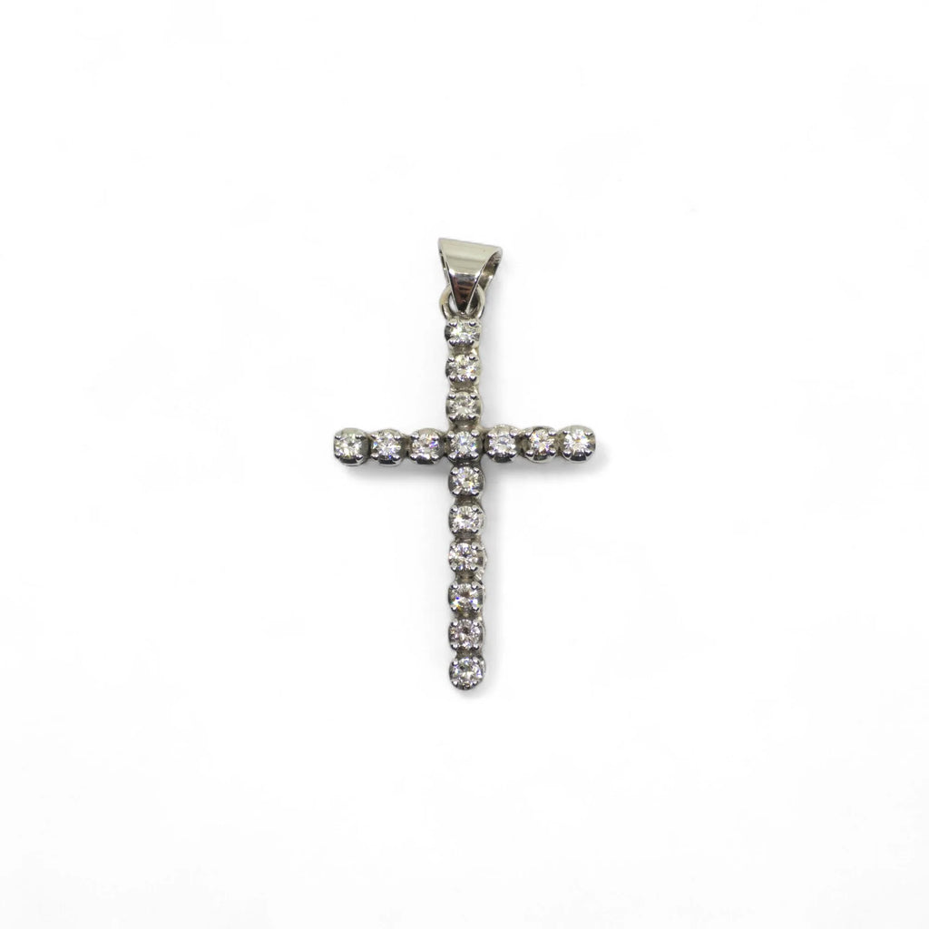 Pendente croce in oro bianco 18 carati con diamanti
