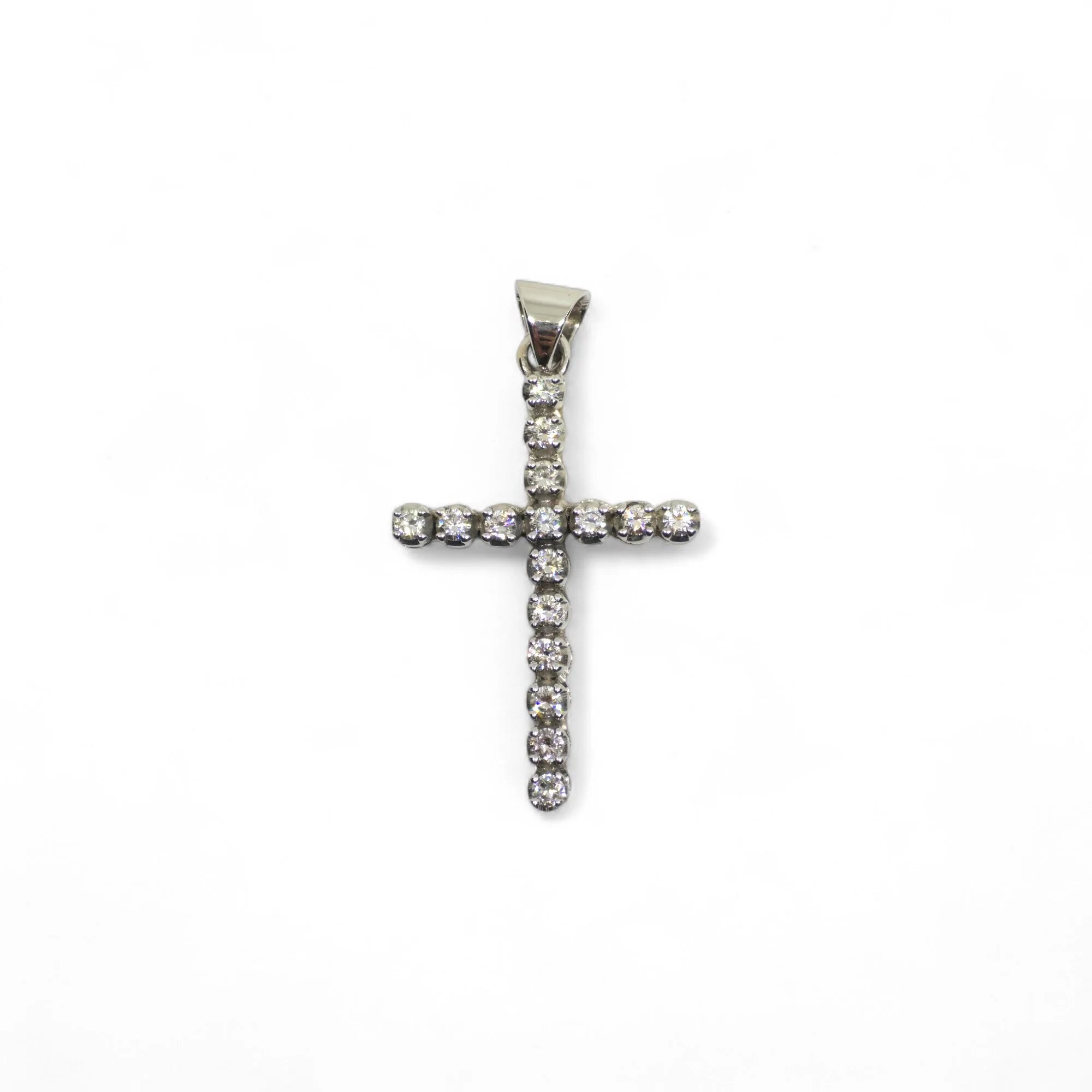 Pendente croce in oro bianco 18 carati con diamanti