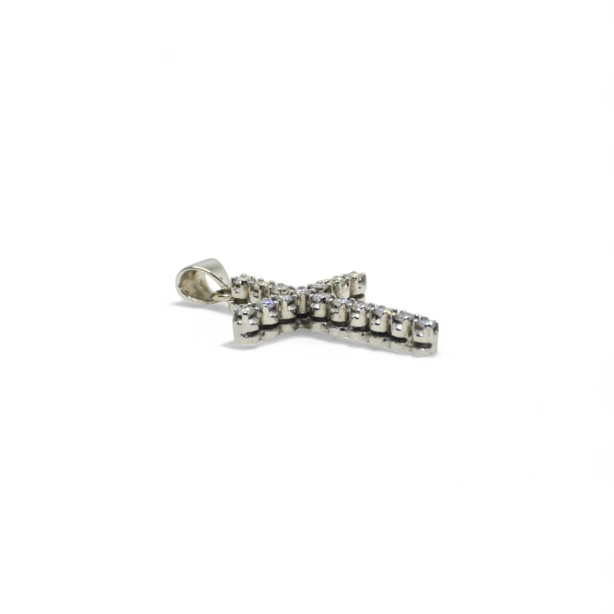 Pendente croce in oro bianco 18 carati con diamanti