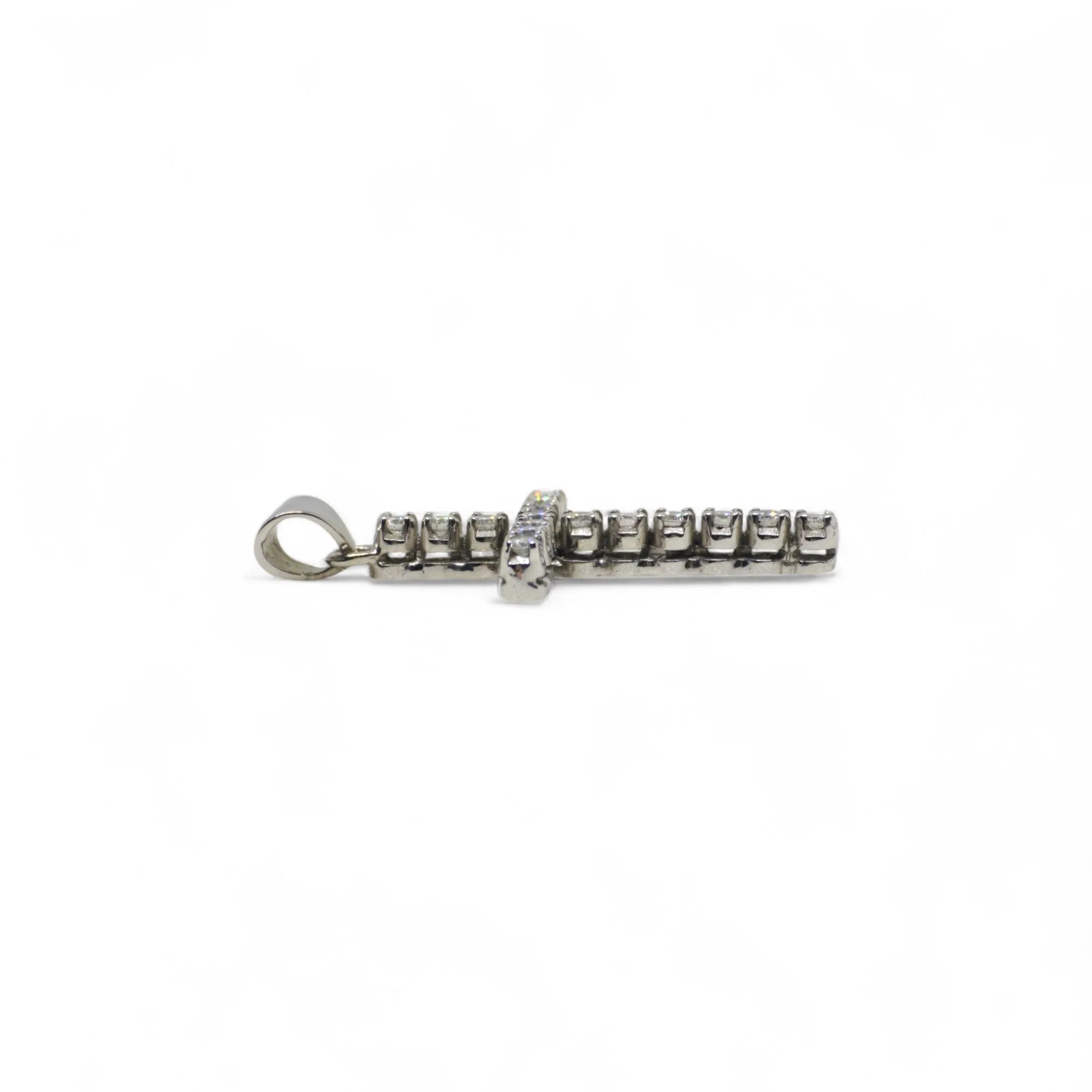 Pendente croce in oro bianco 18 carati con diamanti