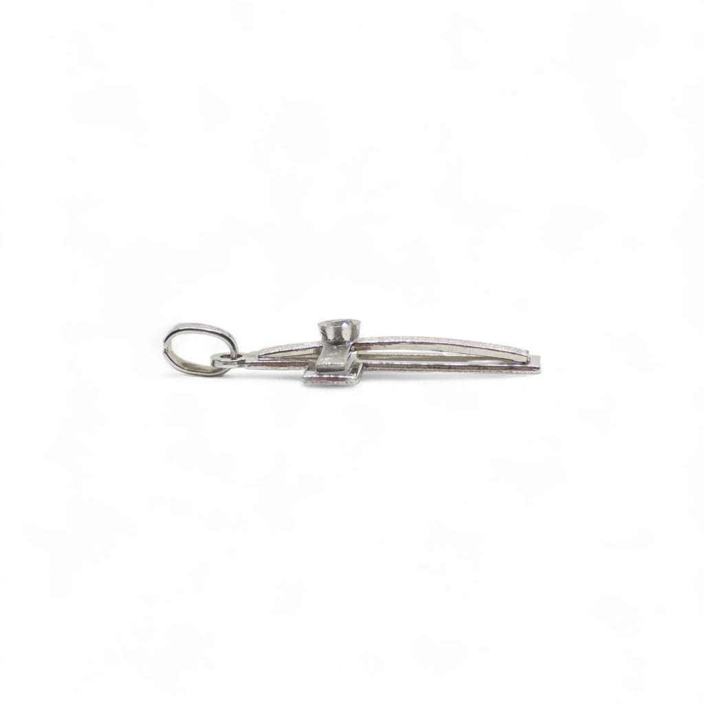 Pendente croce in oro bianco 18 kt con diamante centrale