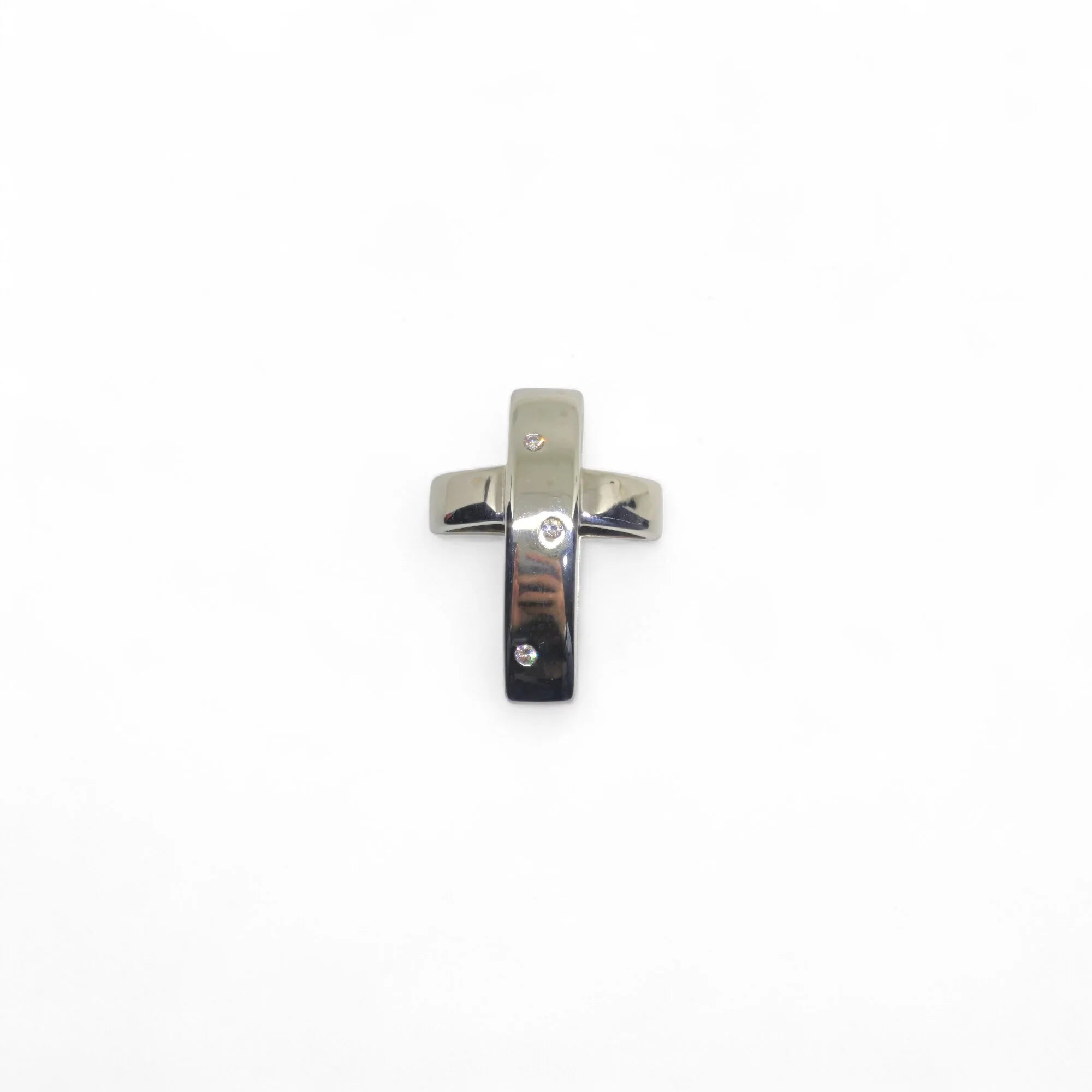 Pendente croce in oro bianco 18 kt con diamanti