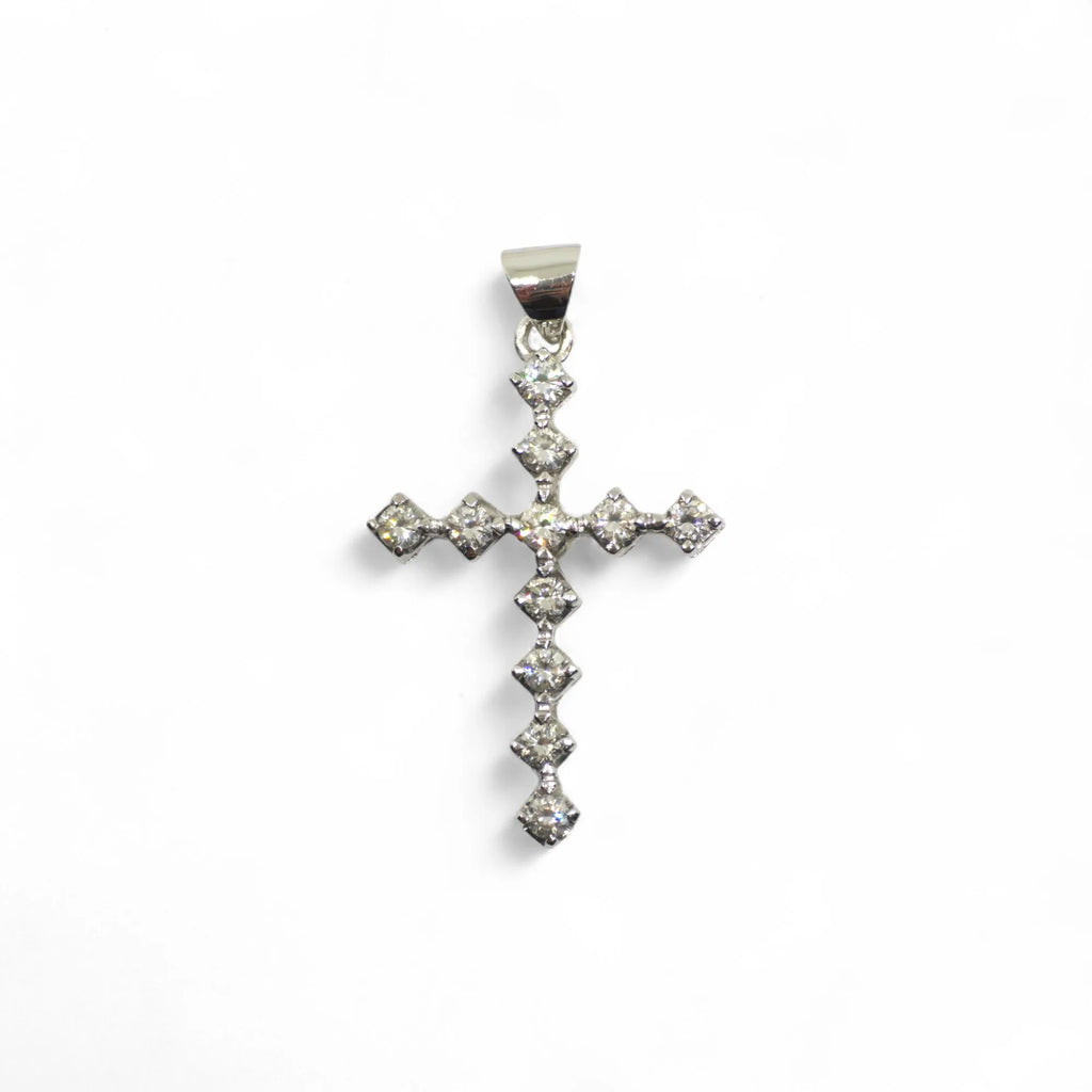 Pendente croce in oro bianco 18 kt con diamanti