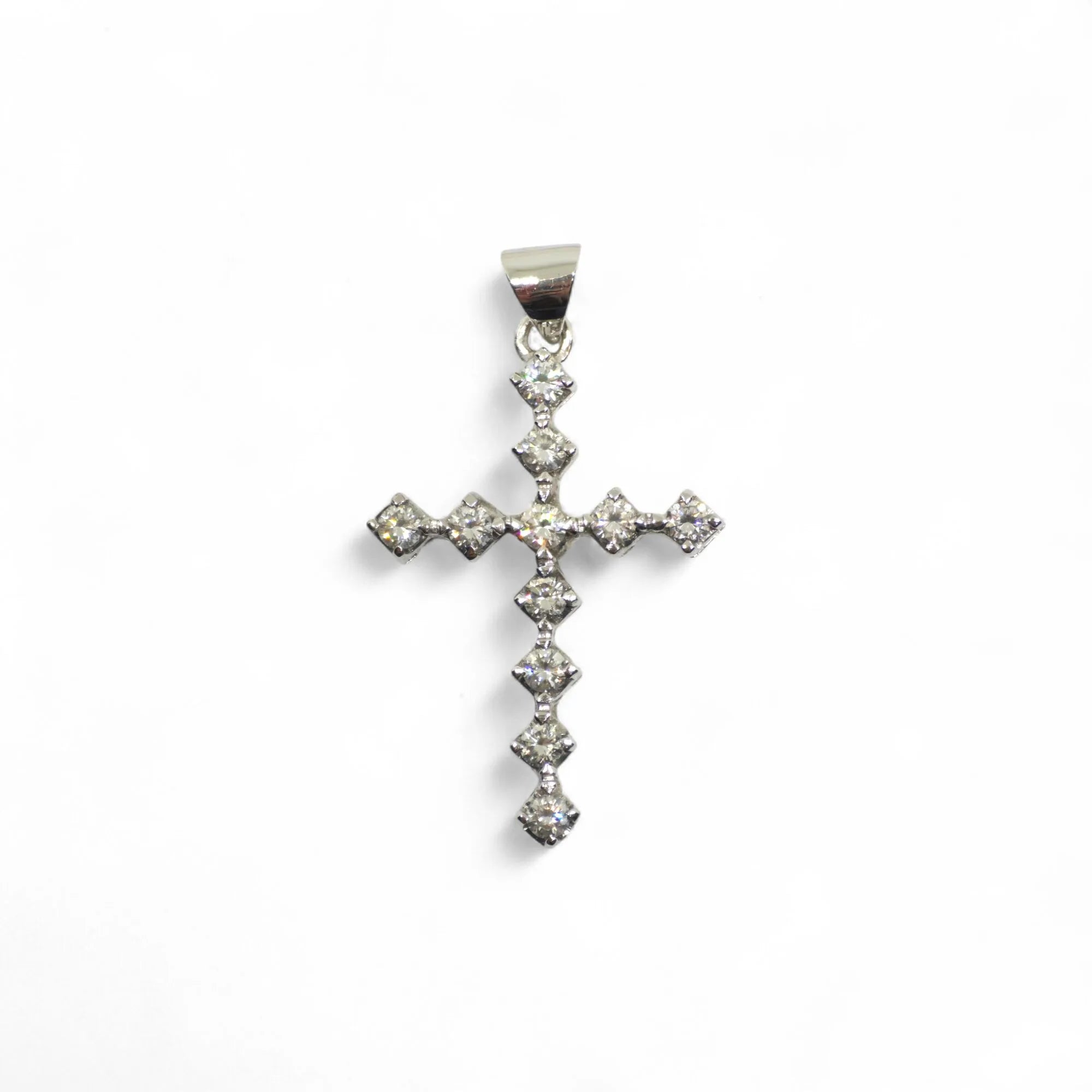 Pendente croce in oro bianco 18 kt con diamanti