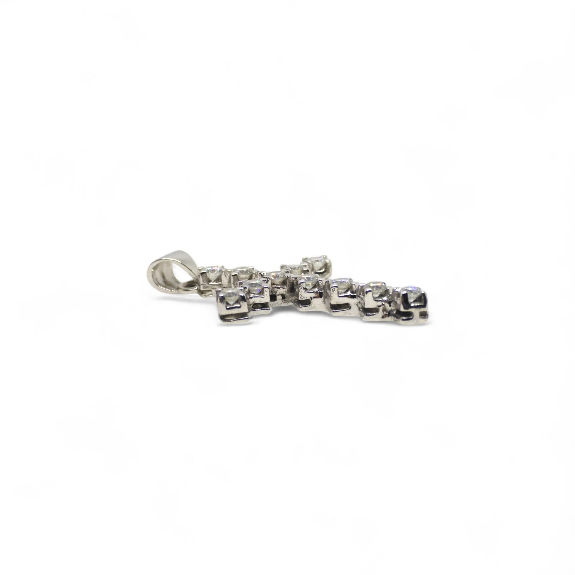 Pendente croce in oro bianco 18 kt con diamanti
