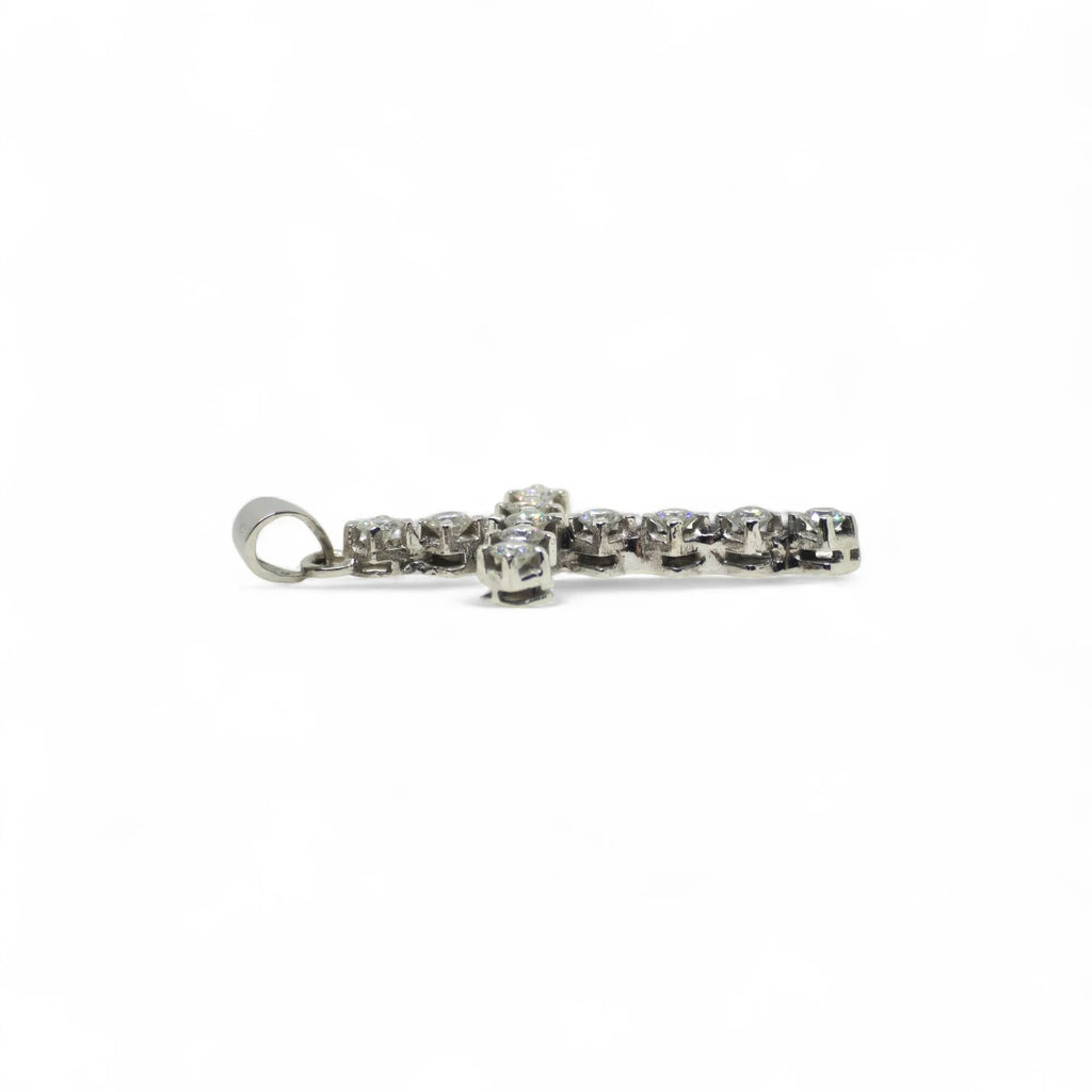 Pendente croce in oro bianco 18 kt con diamanti