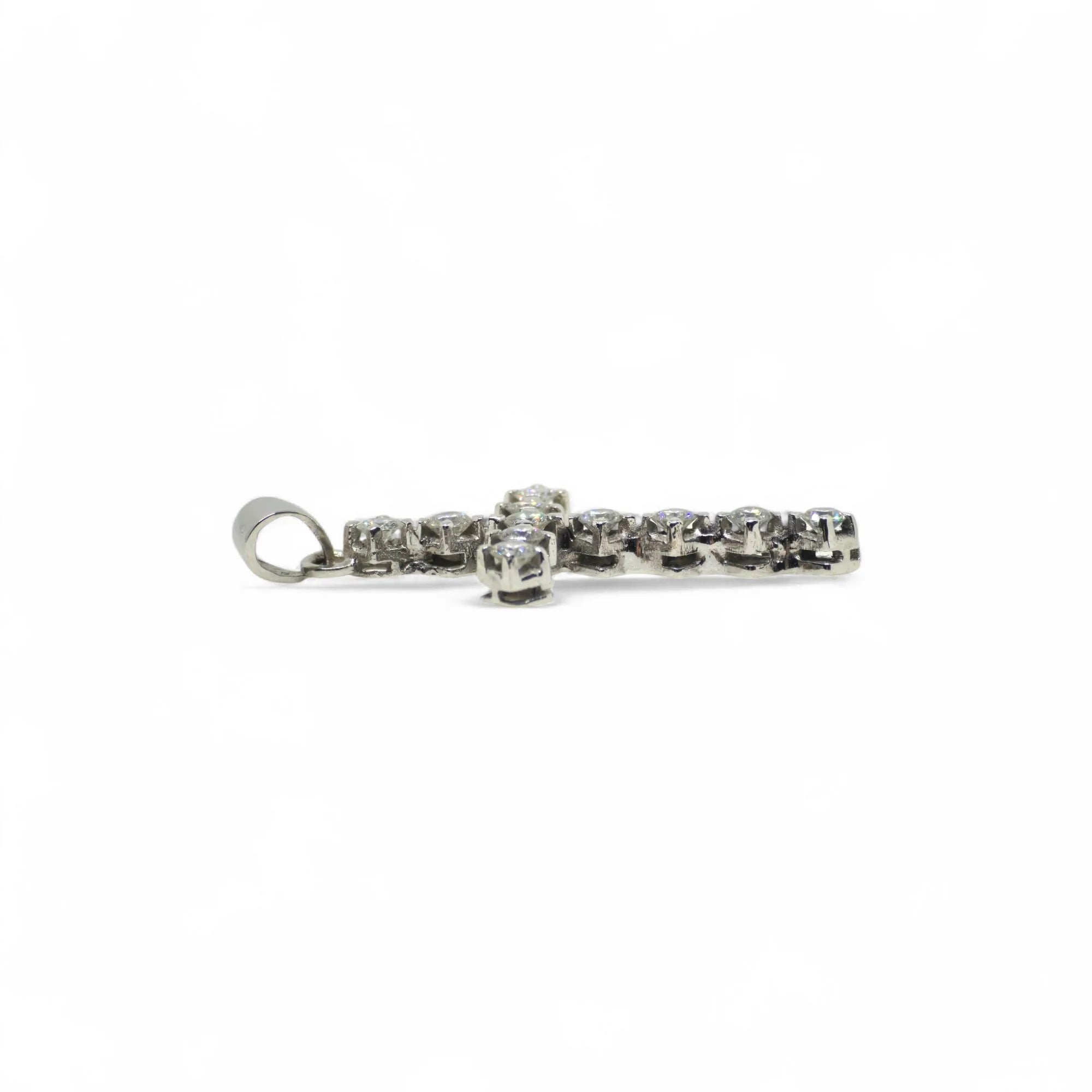 Pendente croce in oro bianco 18 kt con diamanti