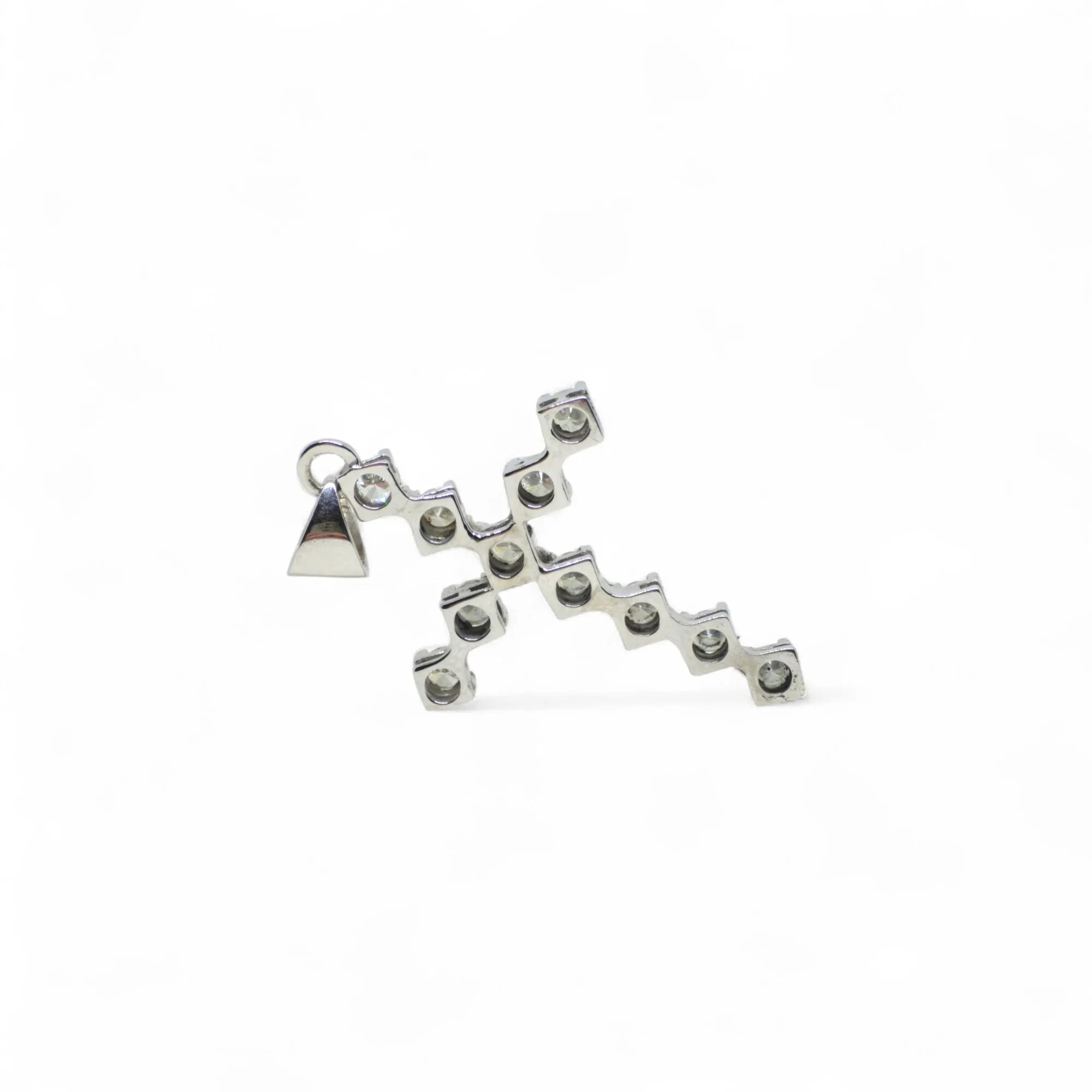 Pendente croce in oro bianco 18 kt con diamanti