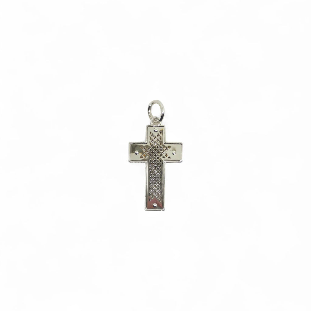 Pendente croce in oro bianco 18 kt con diamanti al centro