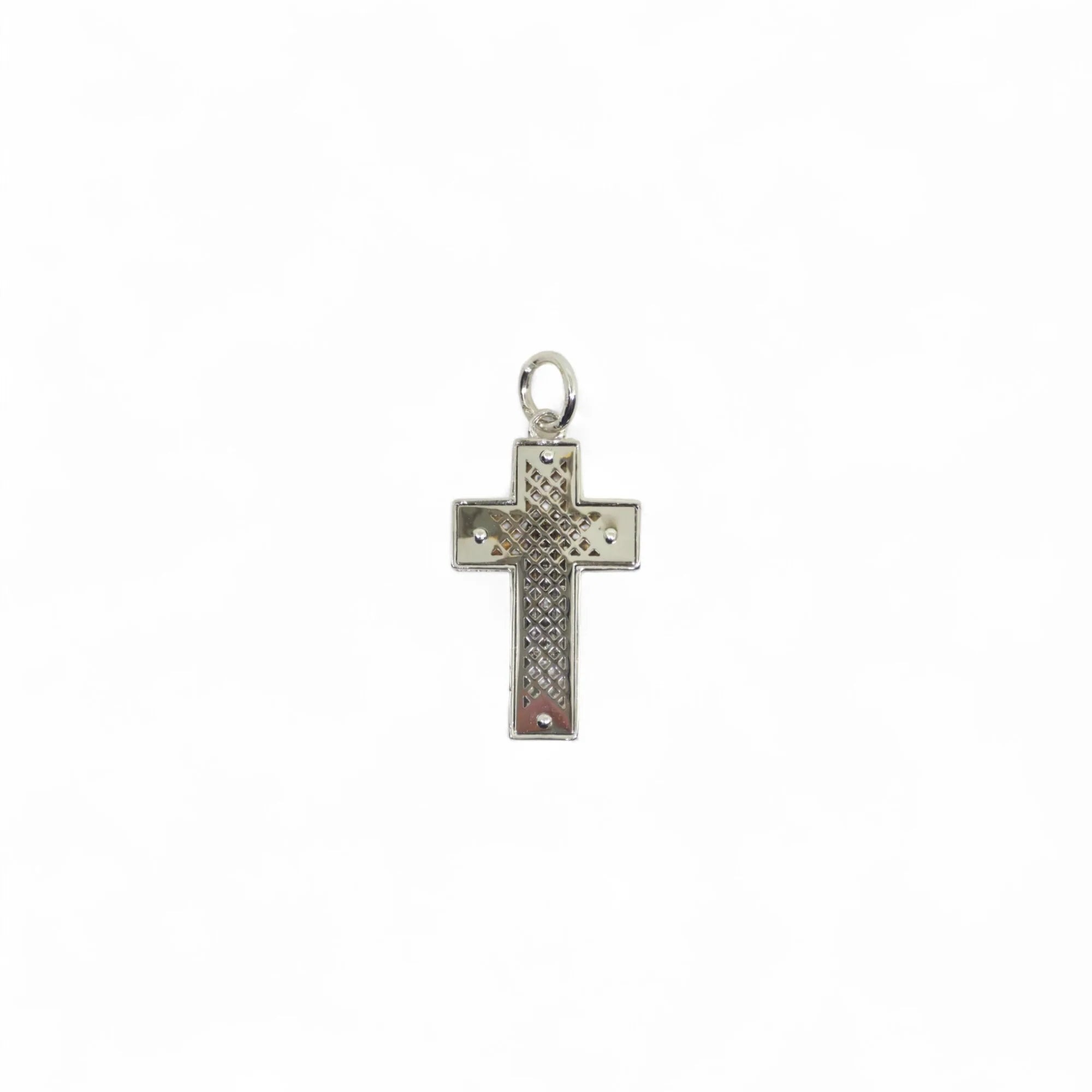 Pendente croce in oro bianco 18 kt con diamanti al centro