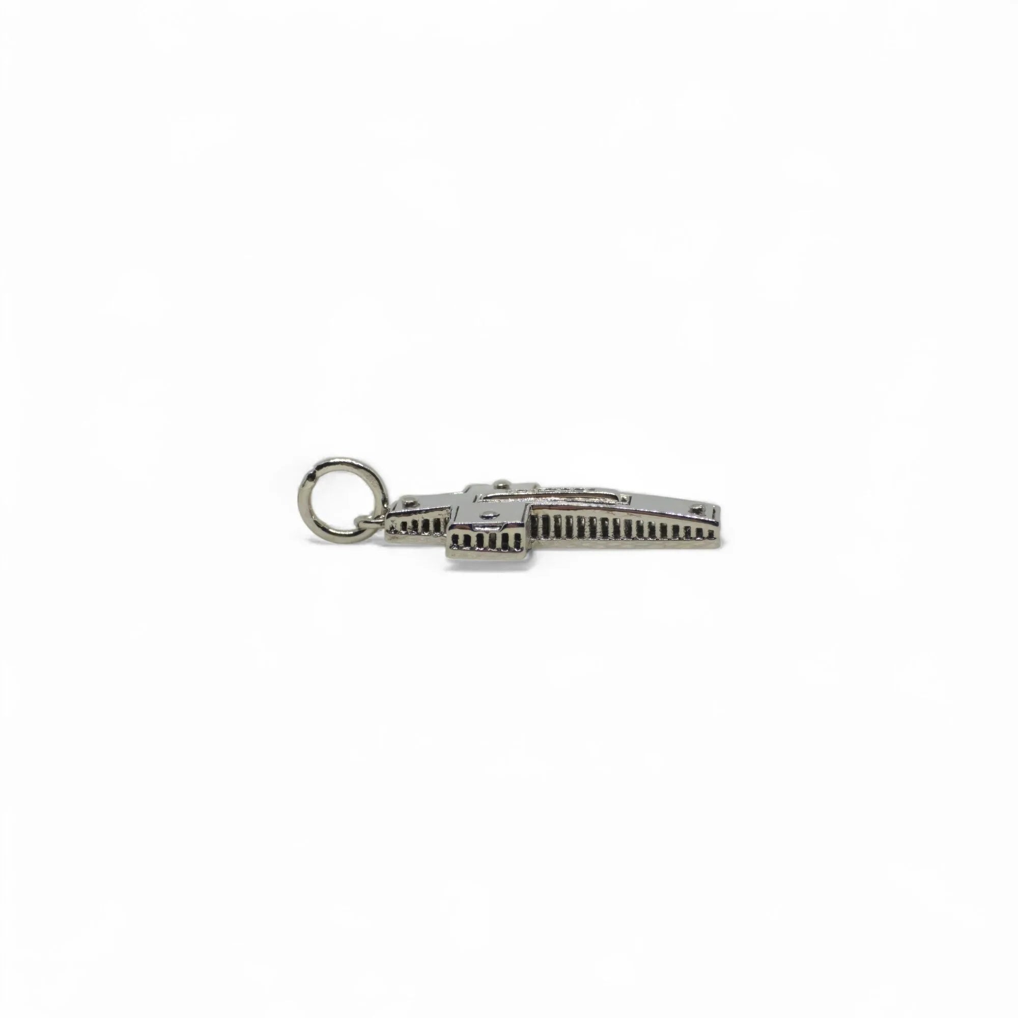 Pendente croce in oro bianco 18 kt con diamanti al centro