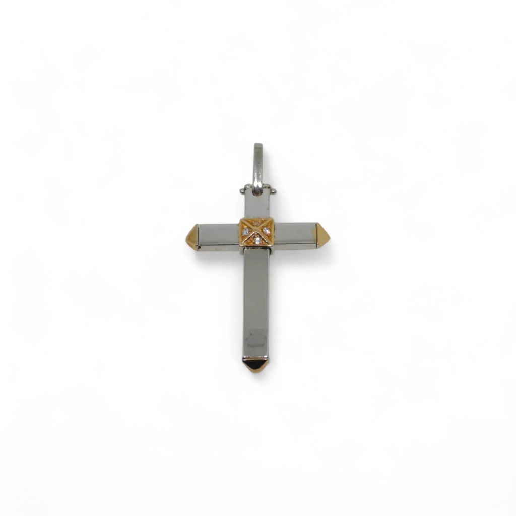 Pendente croce in oro bianco 18 kt con diamanti