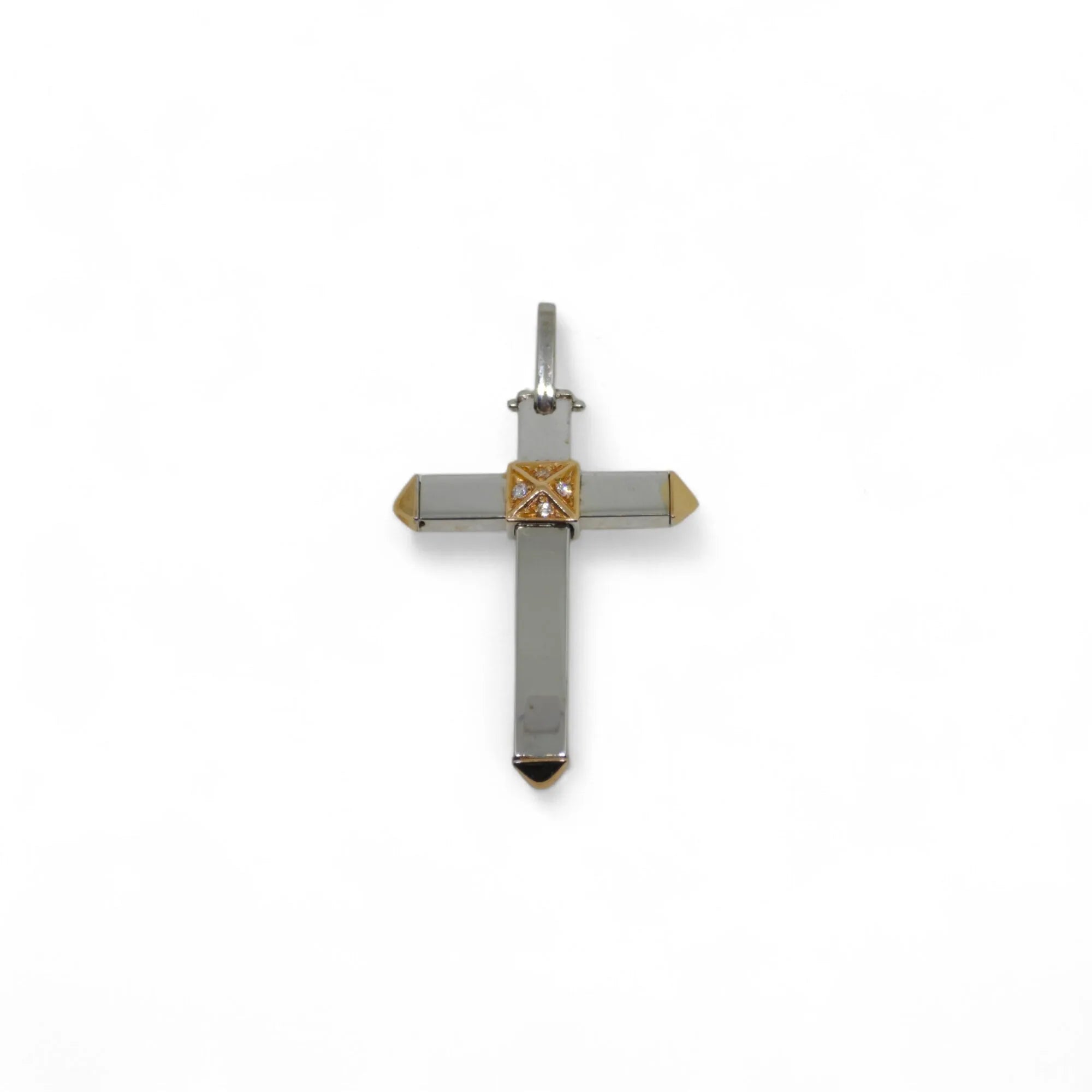 Pendente croce in oro bianco 18 kt con diamanti