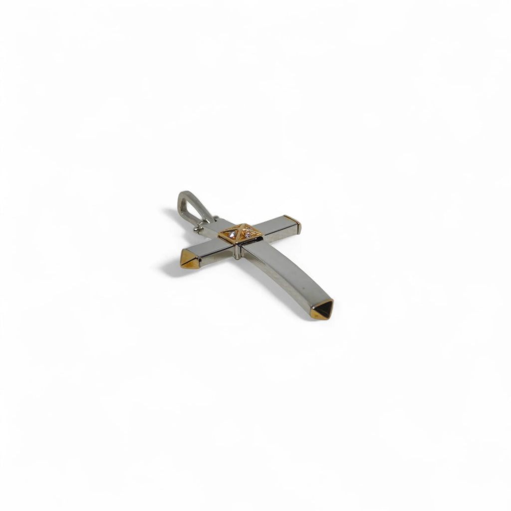 Pendente croce in oro bianco 18 kt con diamanti