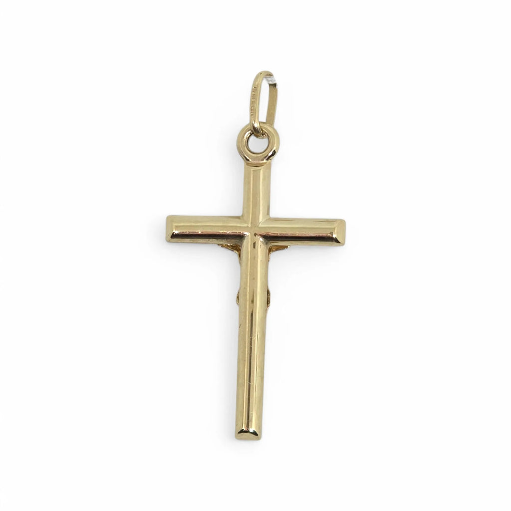 Pendente croce in oro giallo 9 carati con cristo