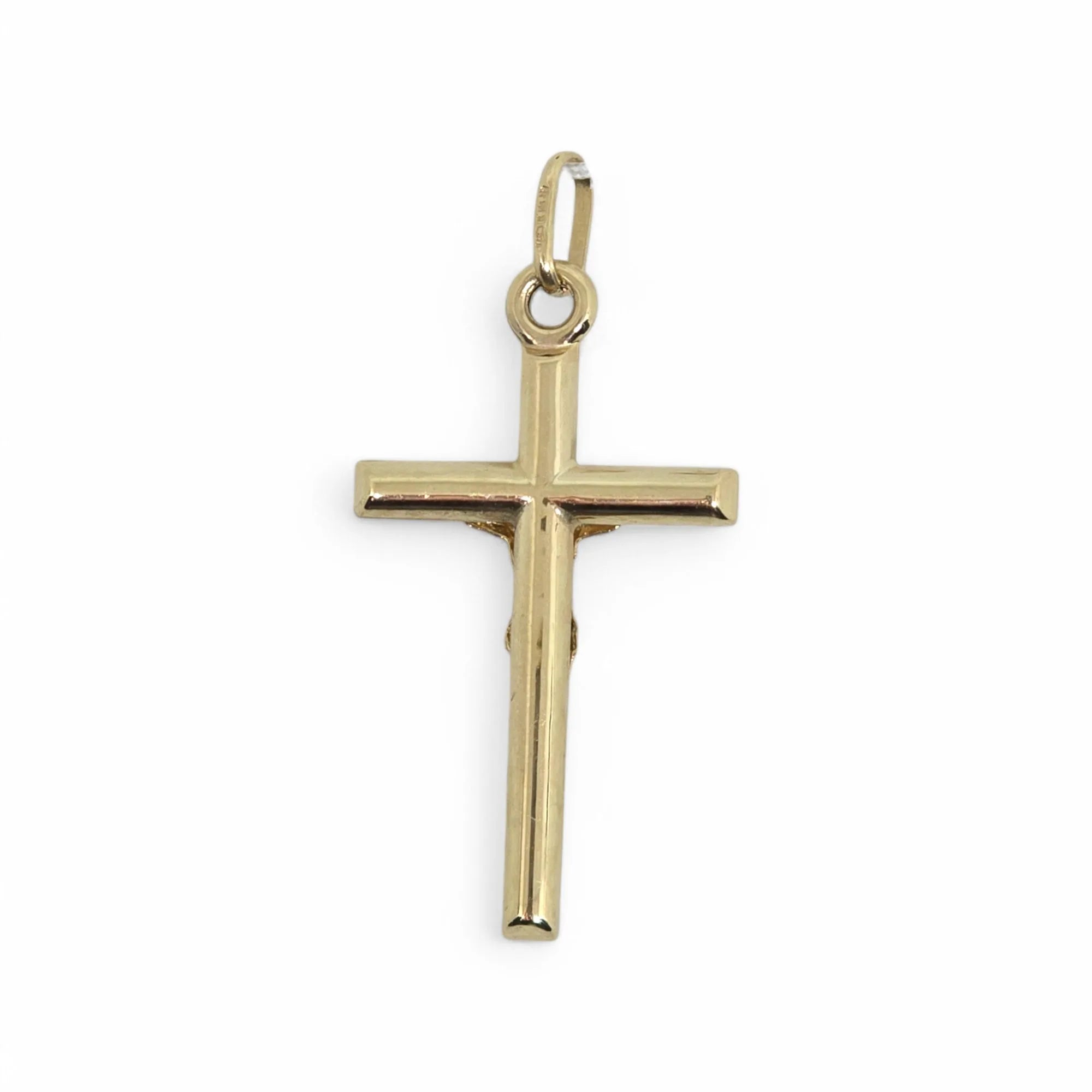 Pendente croce in oro giallo 9 carati con cristo