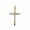 Pendente croce in oro giallo 9 carati con cristo in oro bianco