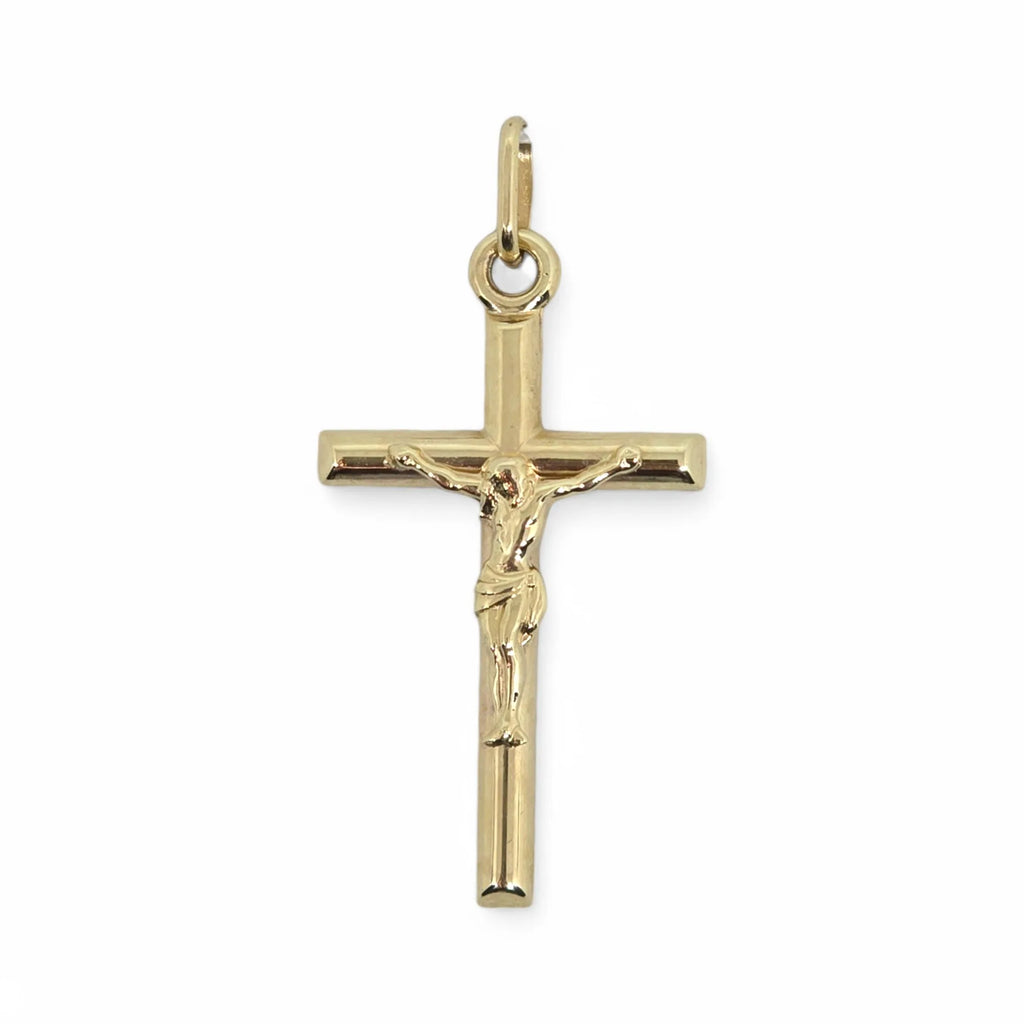 Pendente croce in oro giallo 9 carati con cristo