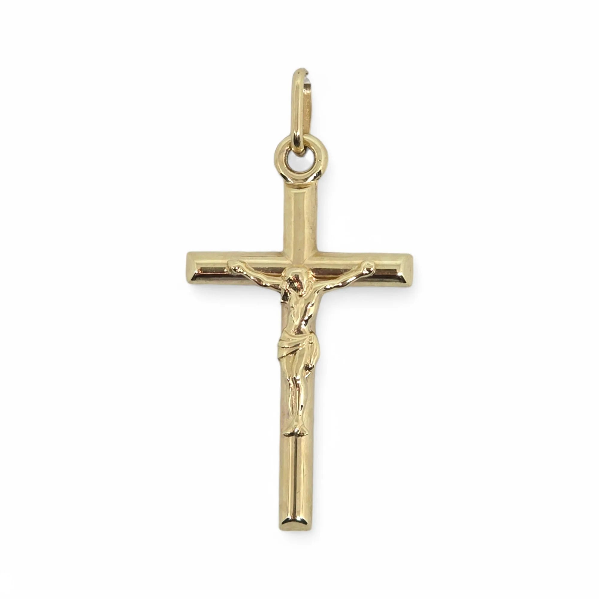 Pendente croce in oro giallo 9 carati con cristo