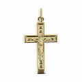 Pendente croce piatta in oro giallo 9 carati con cristo