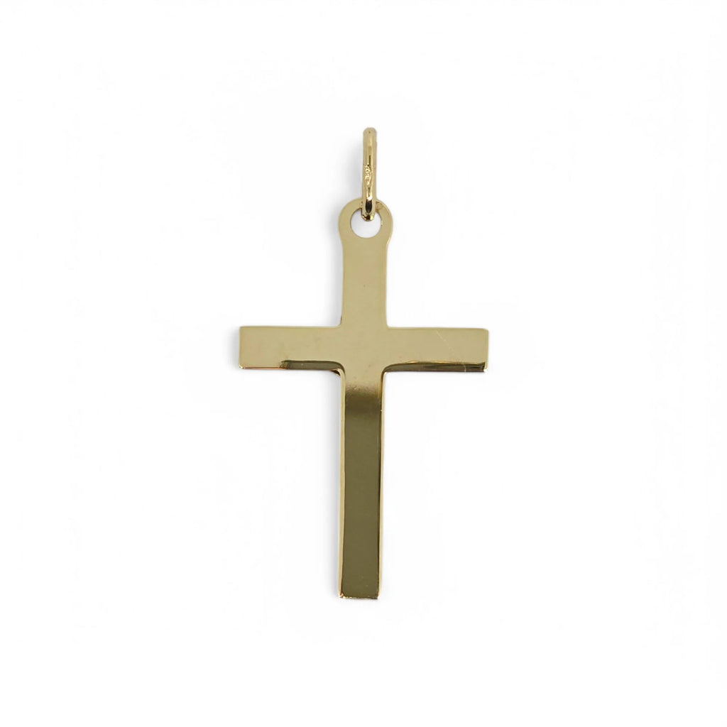 Flacher Kreuzanhänger aus 9 Karat Gelbgold mit Christus
