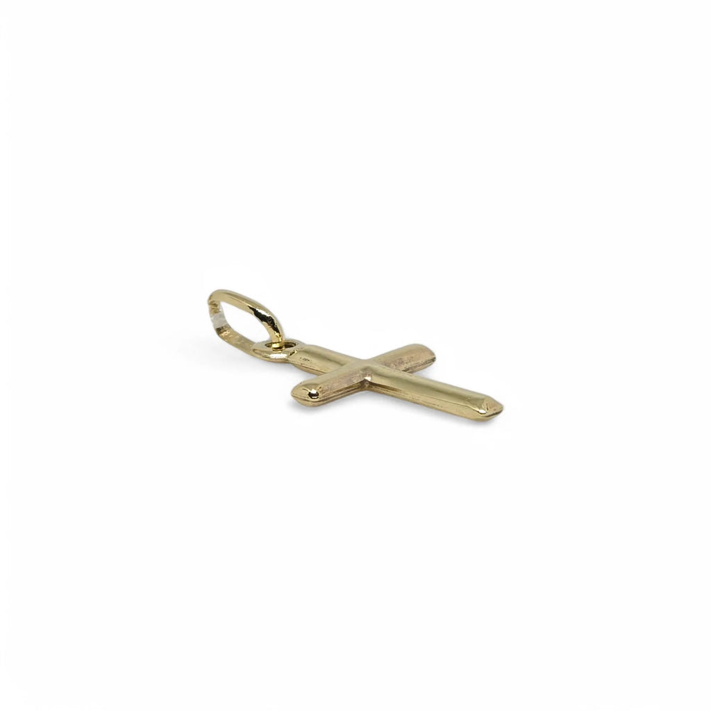 Pendente croce piccola in oro giallo 9 kt liscia