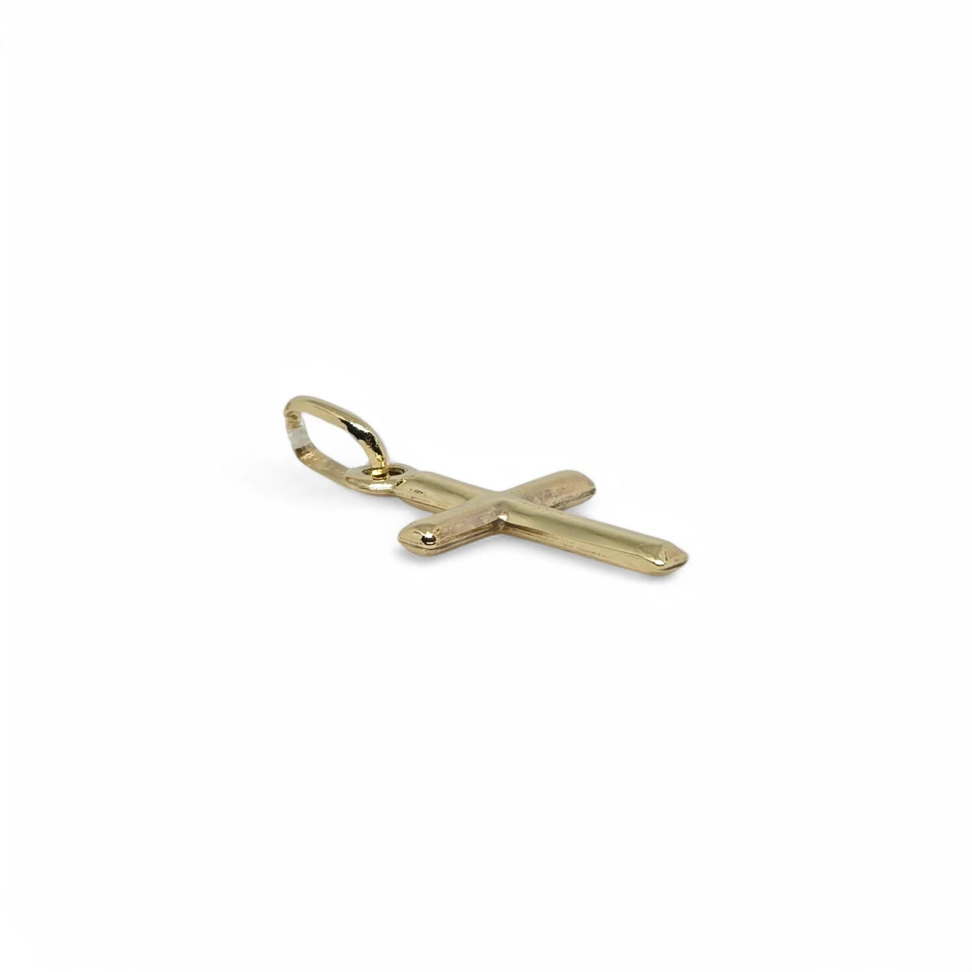 Pendente croce piccola in oro giallo 9 kt liscia