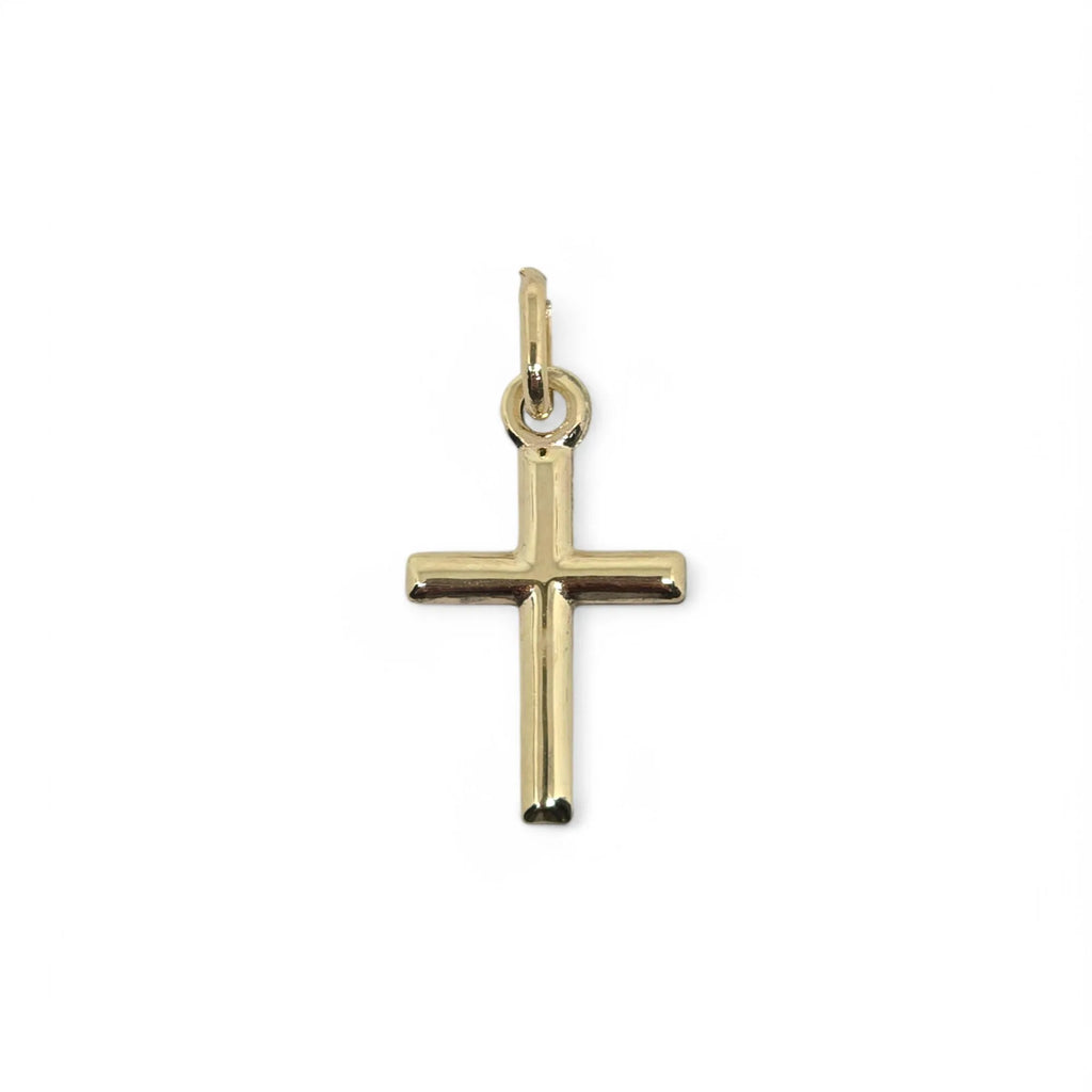 Pendente croce piccola in oro giallo 9 kt liscia