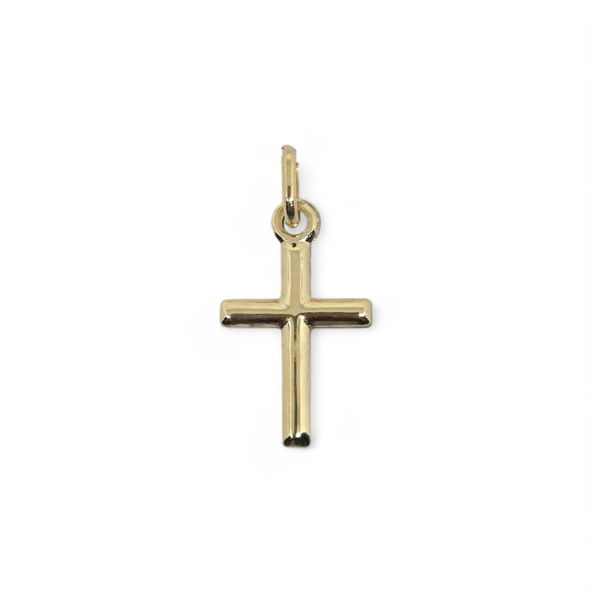 Pendente croce piccola in oro giallo 9 kt liscia