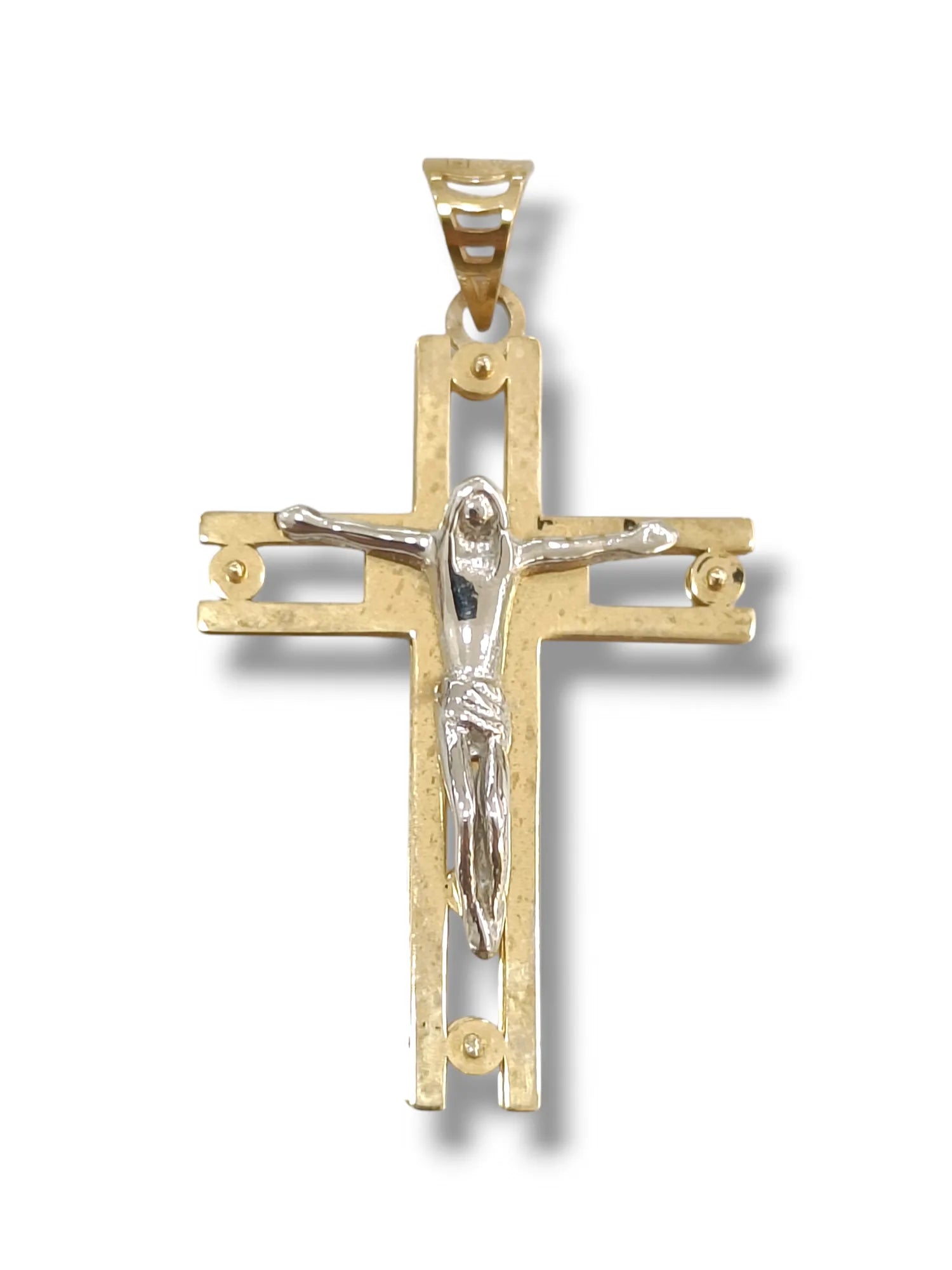 Pendente croce uomo con cristo bicolore in oro 375 Igold