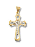 Pendente croce uomo in oro 9 carati bicolore con cristo Igold