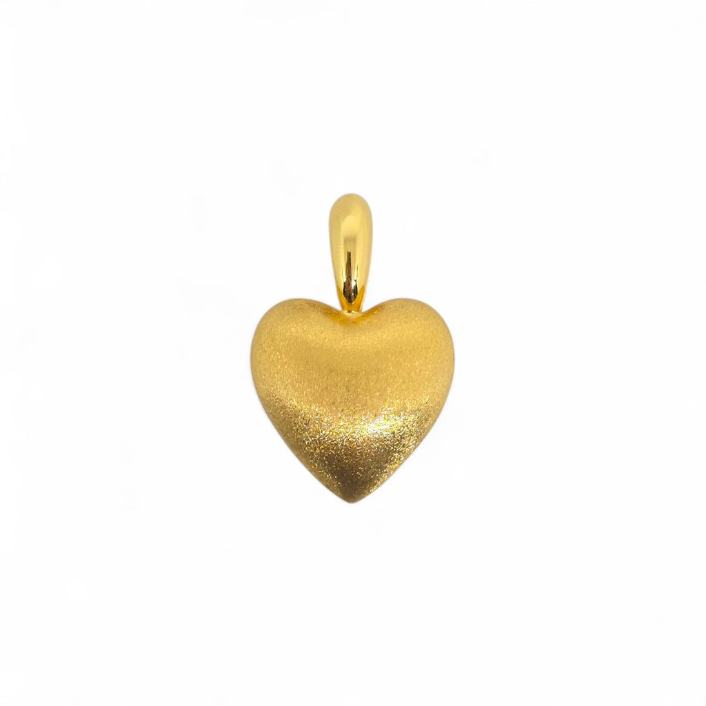 Pendente donna cuore in oro giallo 18 carati satinato