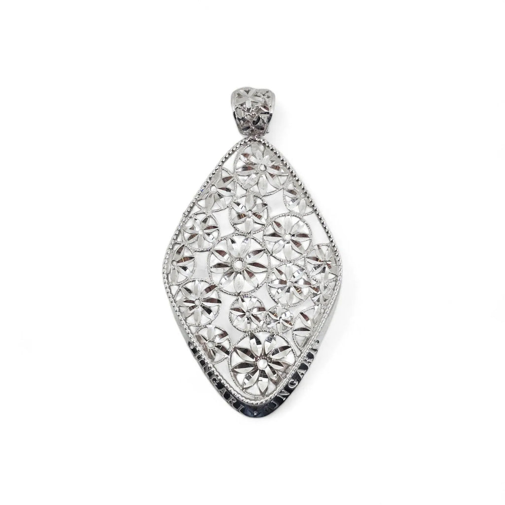 Pendente donna in oro bianco 18 carati Ungari con fiori