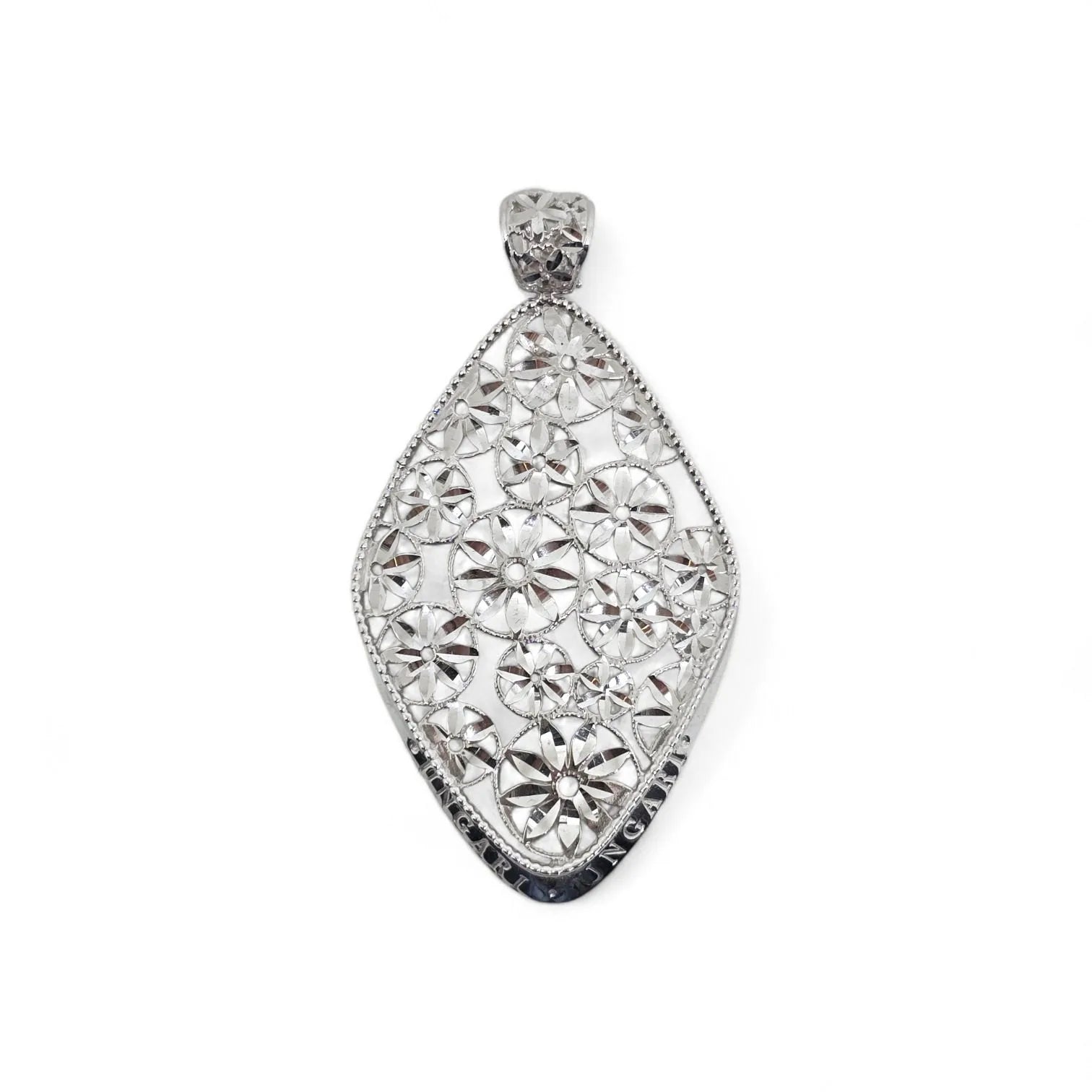 Pendente donna in oro bianco 18 carati Ungari con fiori