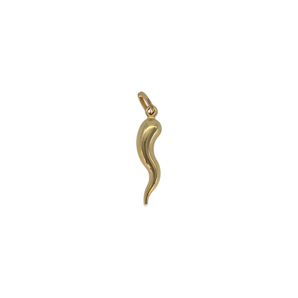 Pendente in oro 18kt corno napoletano diamantato e retro lucido
