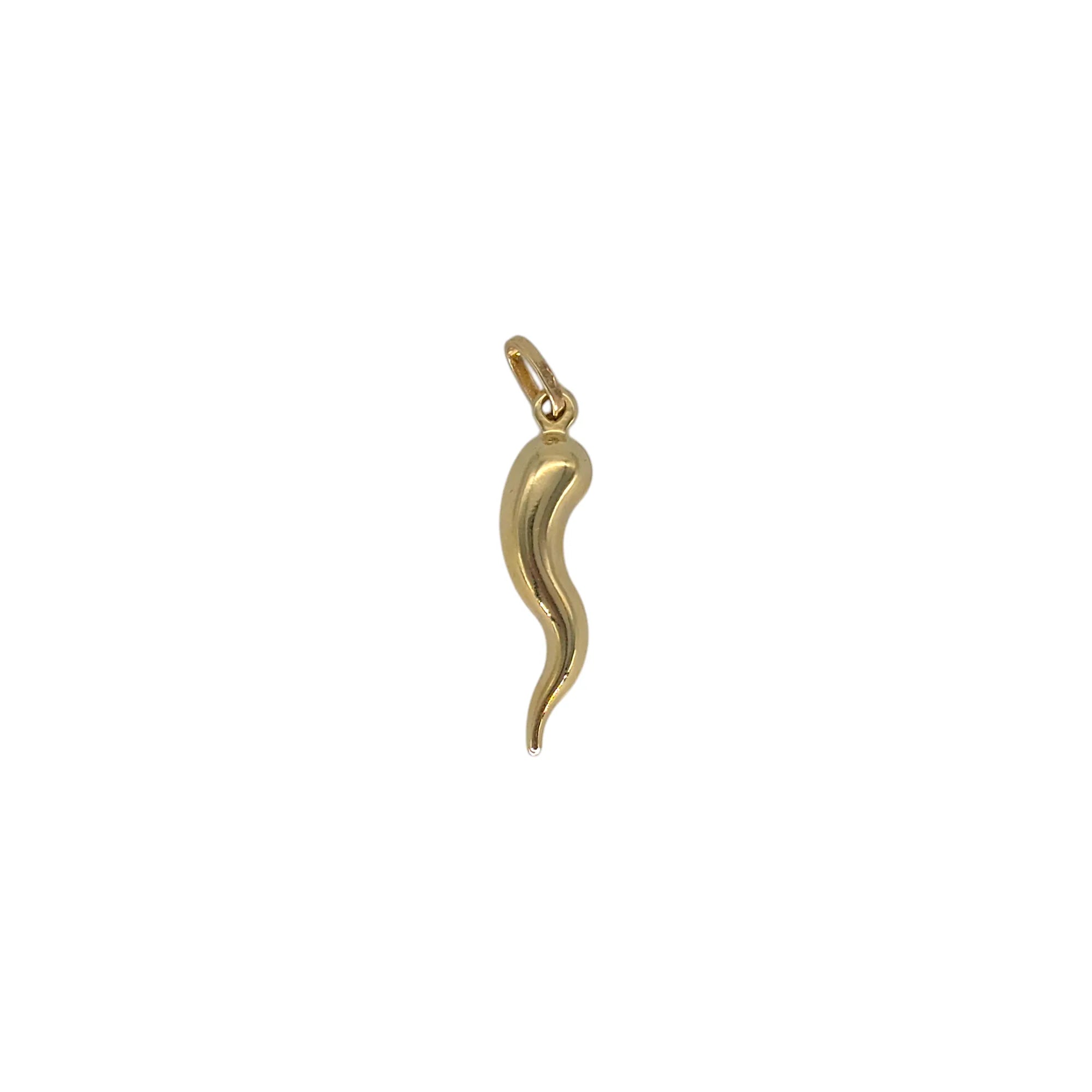 Pendente in oro 18kt corno napoletano diamantato e retro lucido