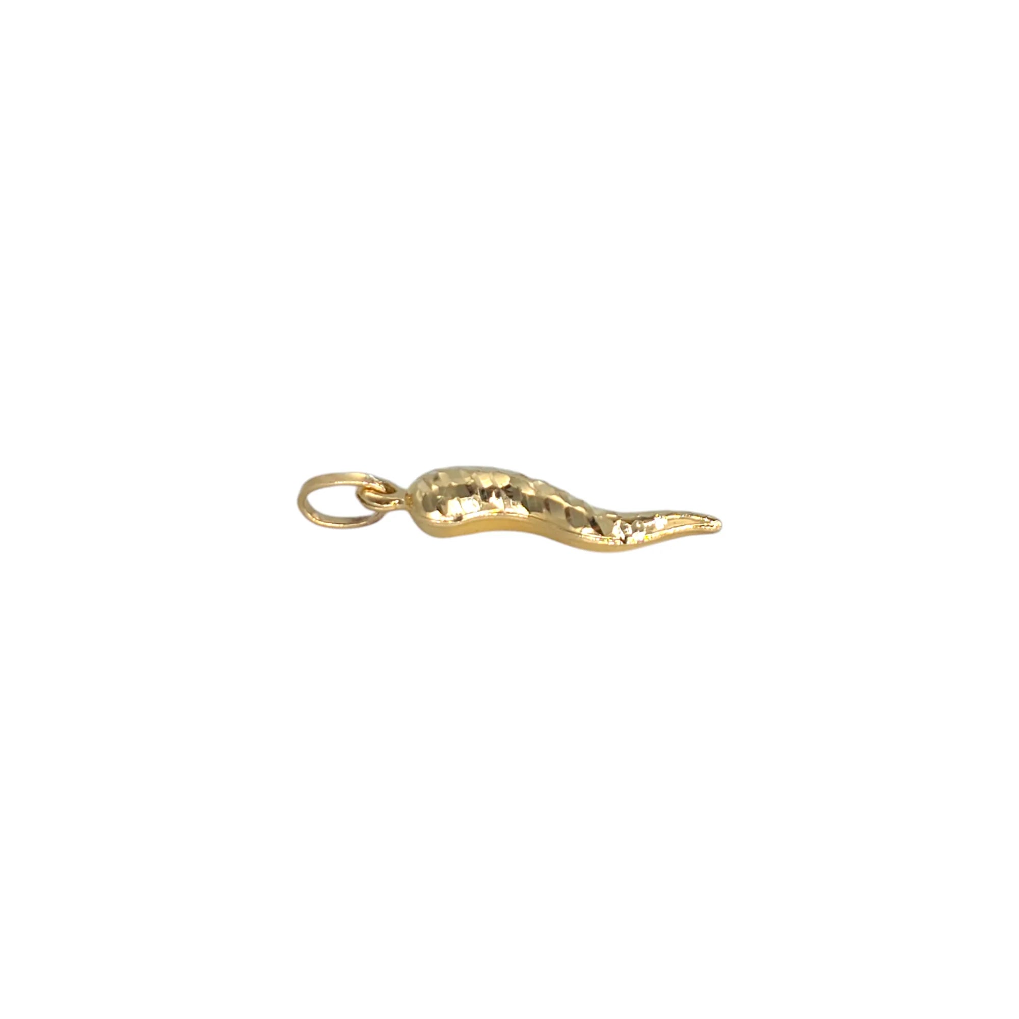 Pendente in oro 18kt corno napoletano diamantato e retro lucido